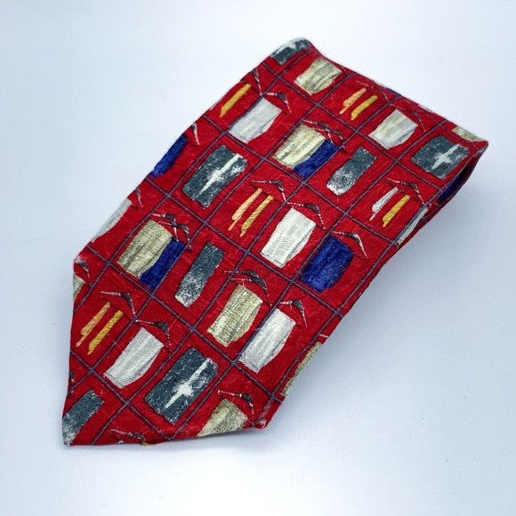 Ermenegildo Zegna Ermenegildo Zegna Red and Blue Geometric Tie Size ONE SIZE - 3 Thumbnail