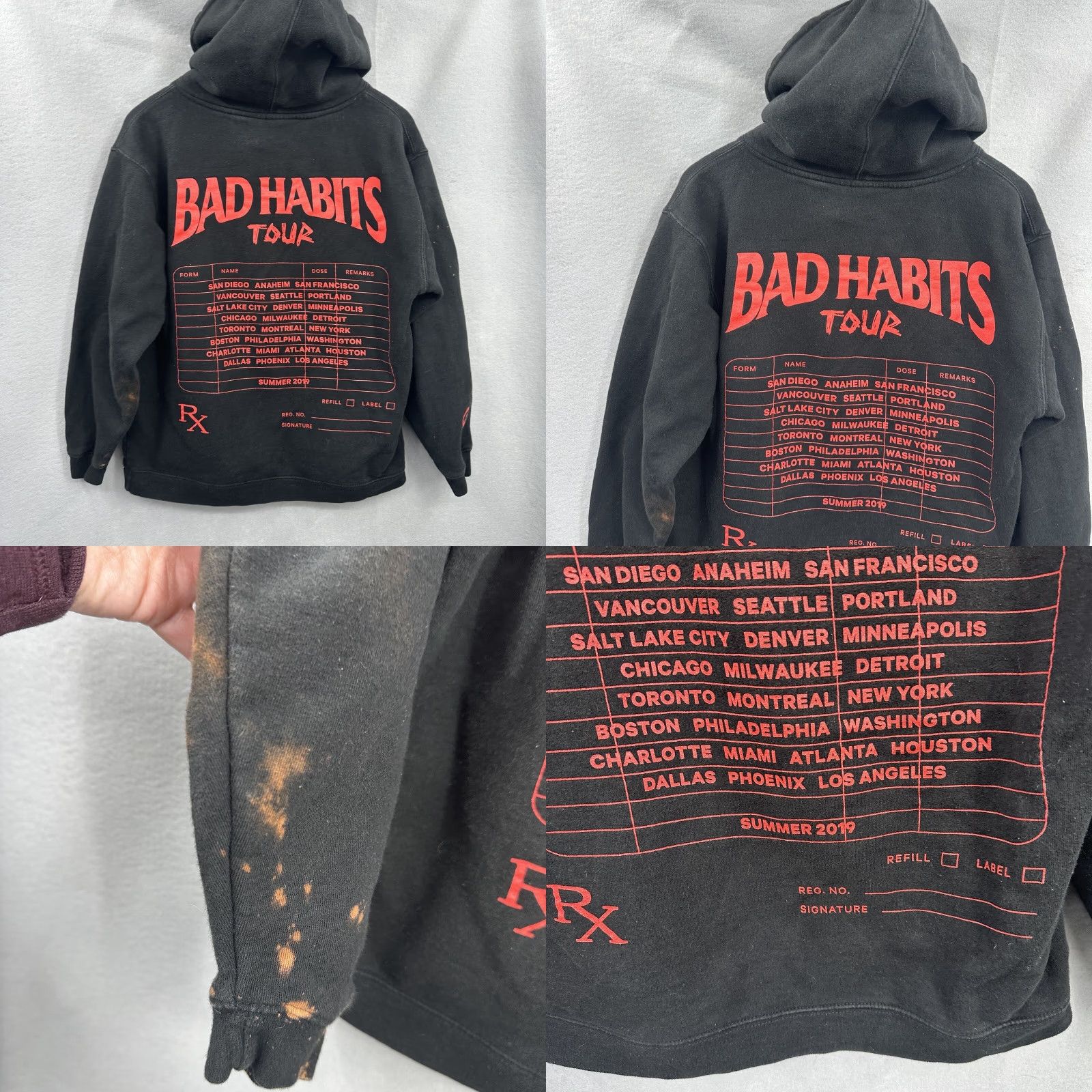 Doublet XO Bad Habits Tour Hoodie Men Small Black Distressed Pullover Streetwear Hip Hop Size US S / EU 44-46 / 1 - 8 Thumbnail