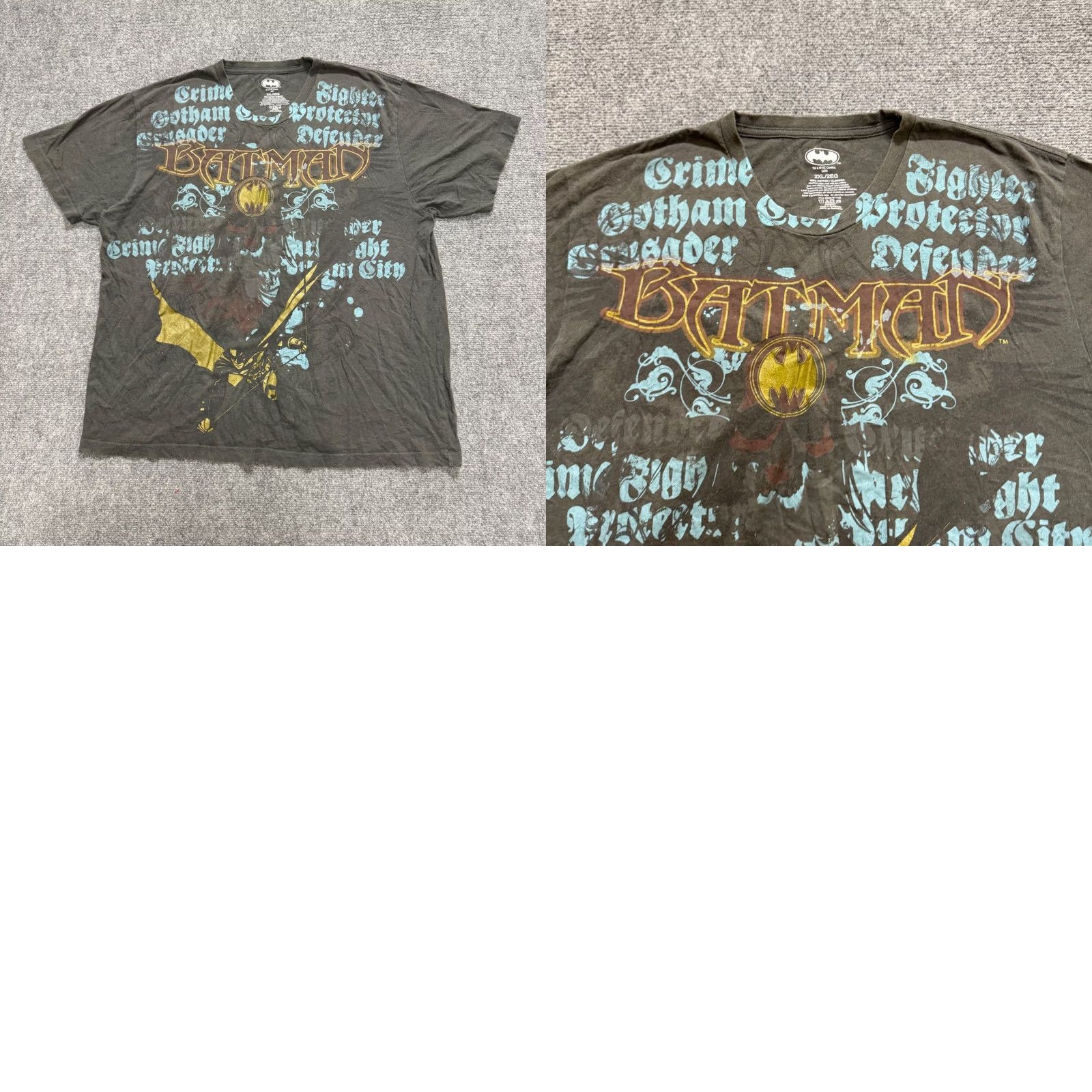 DC Comics VINTAGE Batman T-shirt Mens 2XL Gray Black AOP Y2K Grunge 90s Faded DC Comics Shirt Mens 2XL Gray Black AOP Grunge 90s DC Comics Size US XXL / EU 58 / 5 - 8 Thumbnail