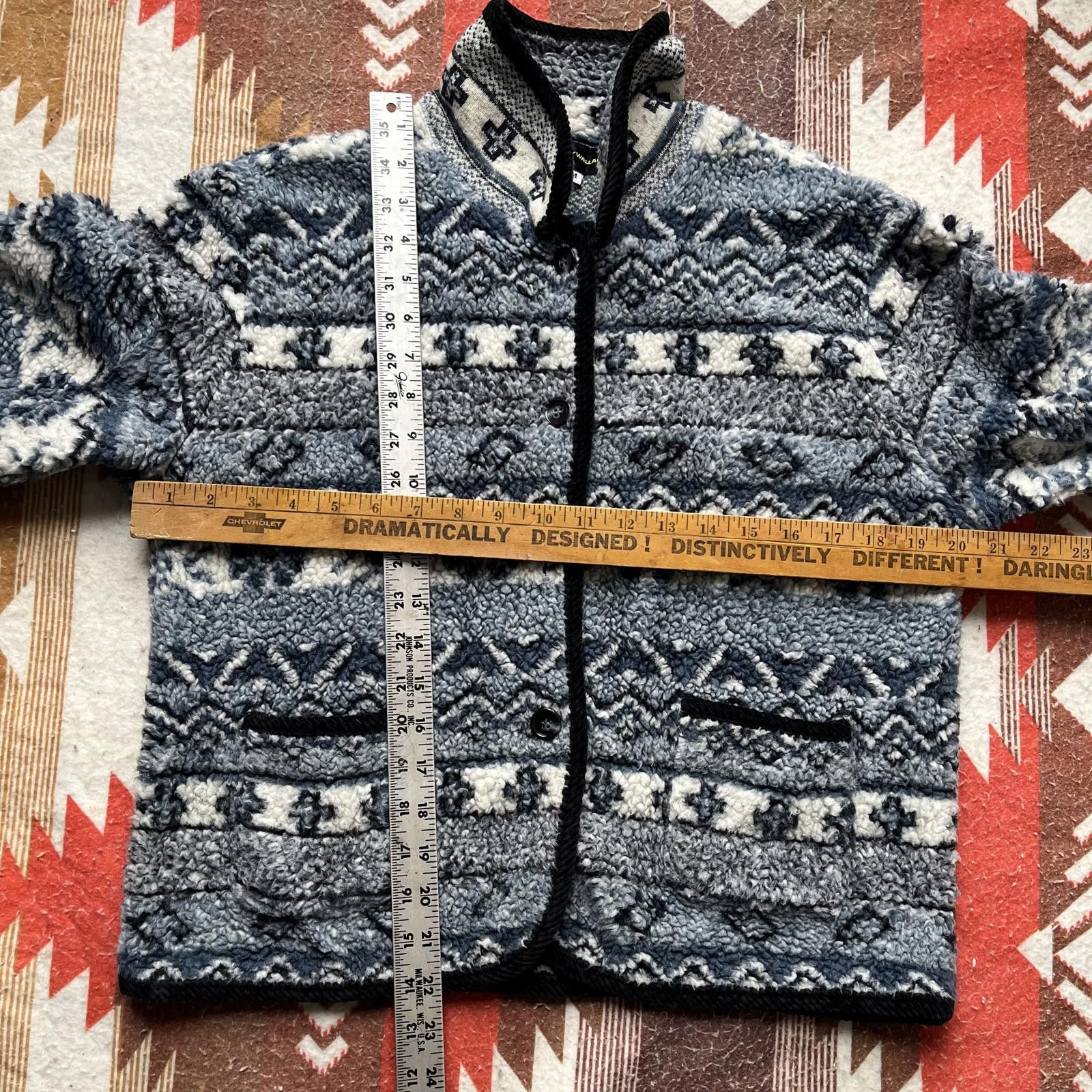 Vintage Vintage Winter Aztec Nature Fleece Deep Pile AOP Jacket Size M / US 6-8 / IT 42-44 - 3 Thumbnail