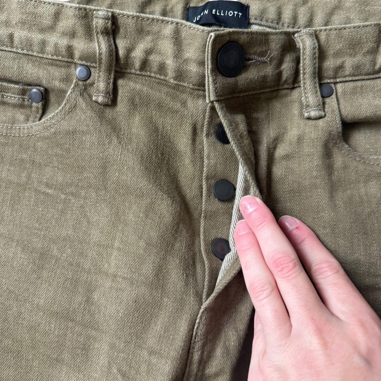 John Elliott John Elliott Khaki Slim Straight Jeans Size US 32 / EU 48 - 4 Thumbnail