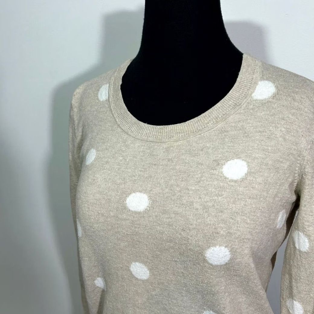 Gap Gap Beige Polka Dot Long Sleeve Sweater Classic Crew Neck Pullover Womens Small Size S / US 4 / IT 40 - 3 Thumbnail