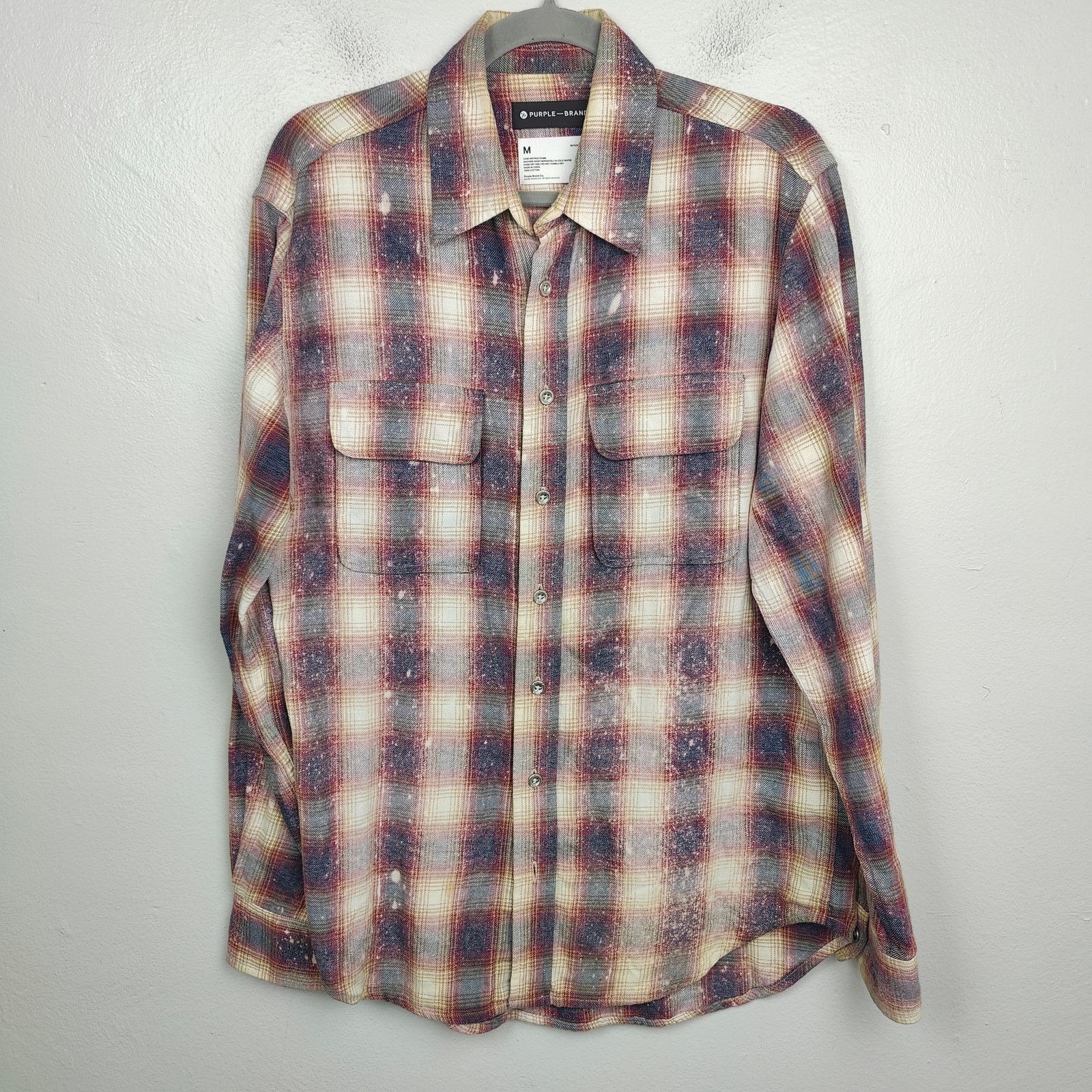 Purple Brand Purple Brand Beach Flannel Shirt Mens Medium Button Up Gray Size US M / EU 48-50 / 2 - 1 Thumbnail