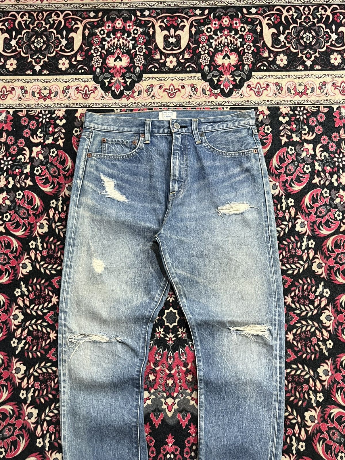 URBAN RESEARCH DOORS Japanese Brand Urban Research Blue Washed Selvedge Rip Jeans Size US 31 - 3 Thumbnail