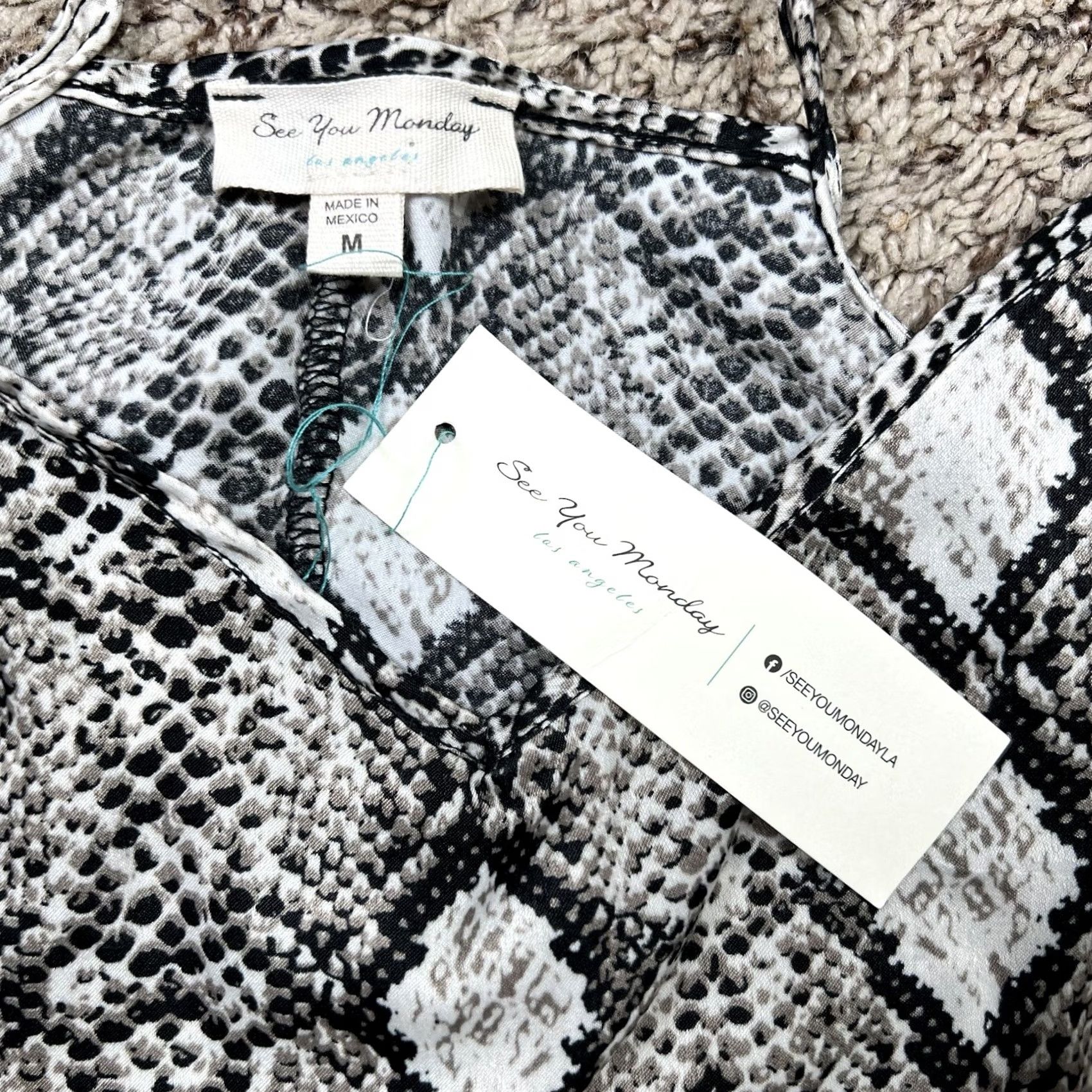 Vintage See You Monday Snake Animal Print Women Medium Flattering Fit Satin Slip Dress Size M / US 6-8 / IT 42-44 - 3 Thumbnail