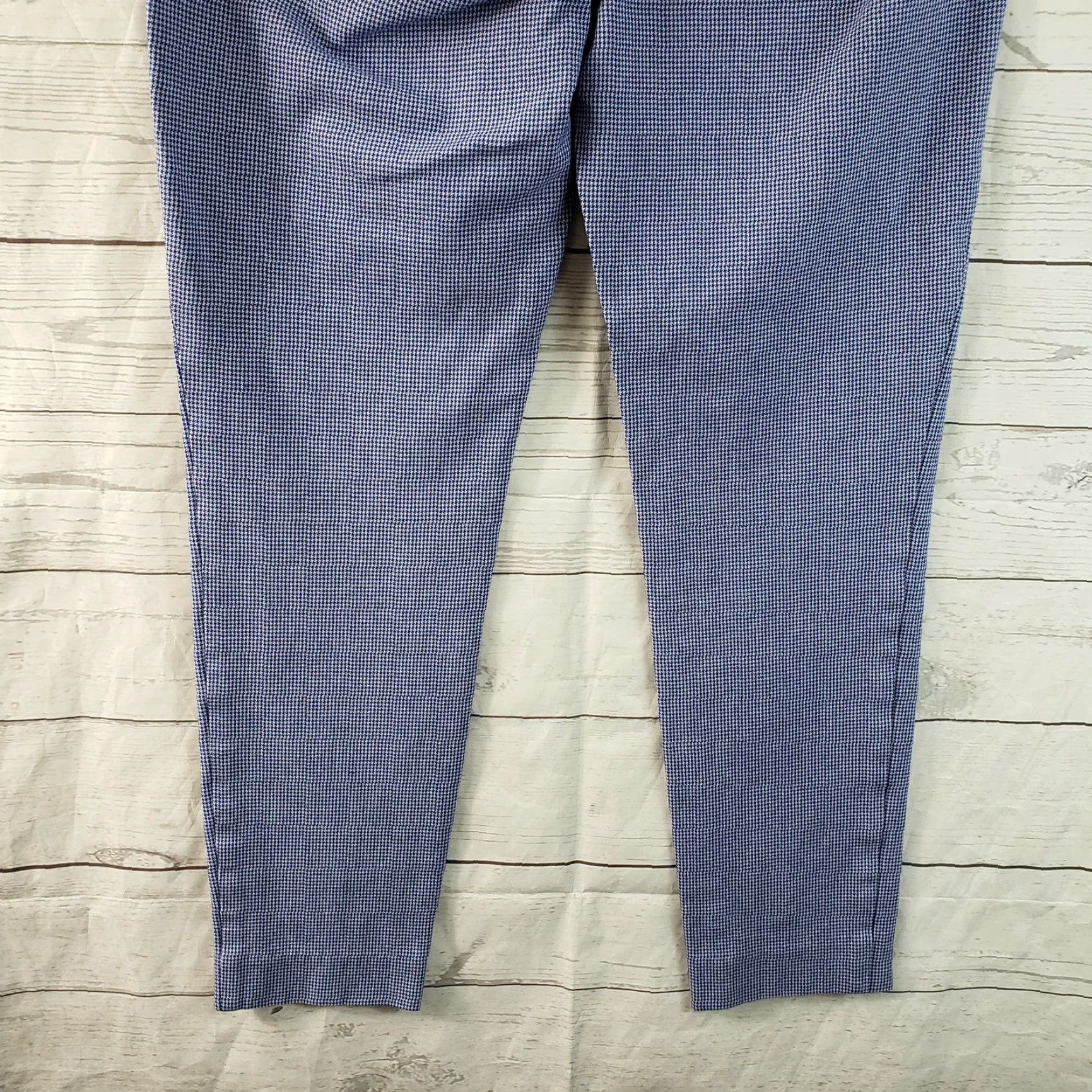 Ann Taylor Ann Taylor LOFT Womens Marisa Cropped Pants Sz 0 Blue Houndstooth Cotton Blend Size 25" / US 0 / IT 36 - 6 Thumbnail