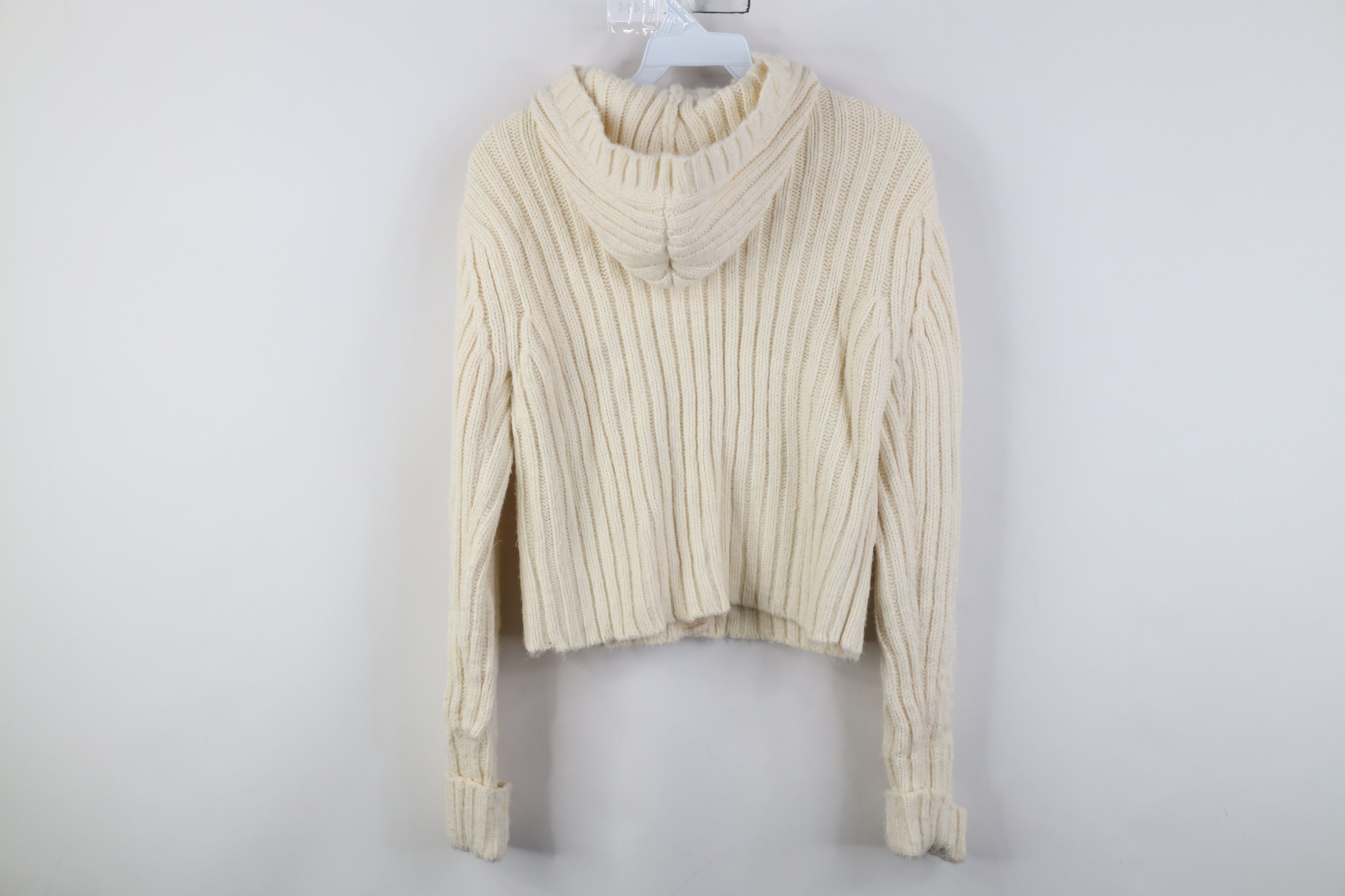 Vintage Vintage 90s Y2K Babydoll Cable Knit Fisherman Hooded Sweater Size S / US 4 / IT 40 - 7 Thumbnail
