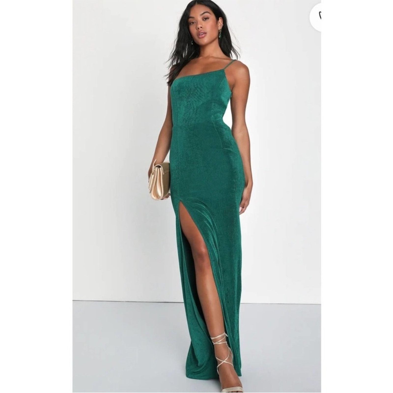 Other Desirable Charm Emerald Green One-Shoulder Maxi Dress Lulus Size S / US 4 / IT 40 - 5 Thumbnail