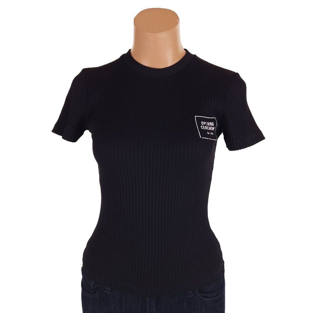 Opening Ceremony Opening Ceremony Box Logo-Print Rib T-Shirt Size XS Womens Size XS / US 0-2 / IT 36-38 - 2 Thumbnail