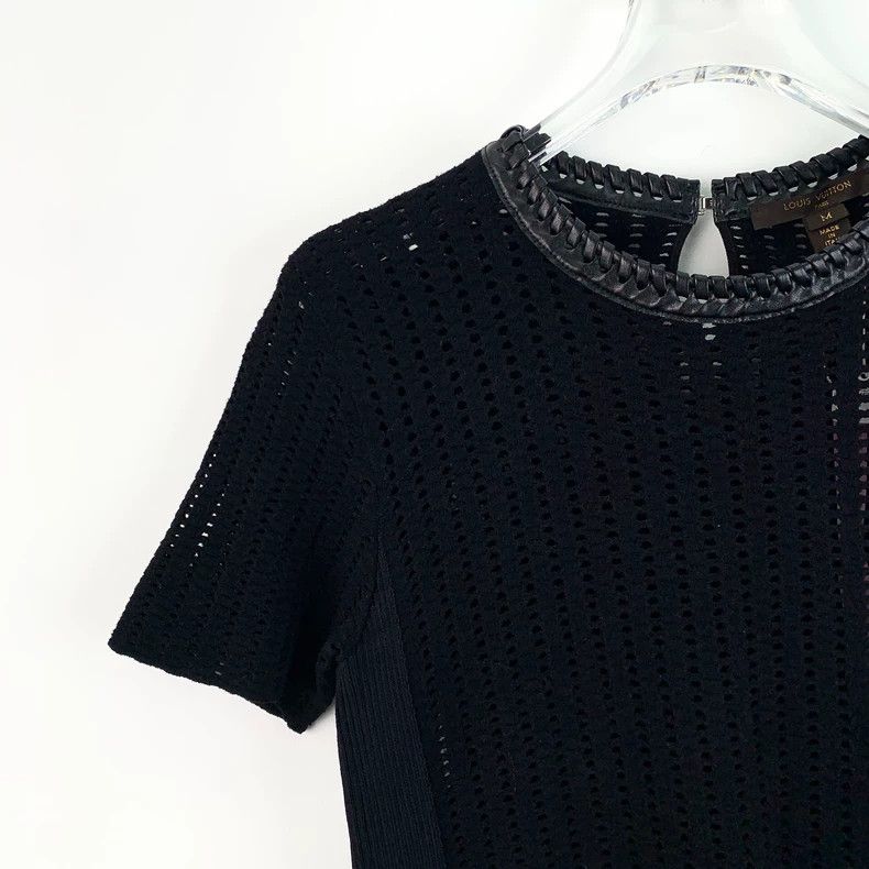 Louis Vuitton Louis Vuitton Black Patchwork Woven Cutout Crew Neck Short Size US M / EU 48-50 / 2 - 3 Thumbnail
