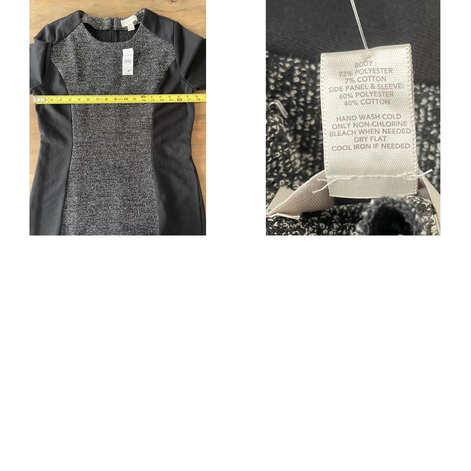 Ann Taylor Ann Taylor LOFT Women’s Colorblock Dress with Black Slimming Sides Size M Gray Multicolor Midi 3/4 Sleeve Size M / US 6-8 / IT 42-44 - 8 Thumbnail