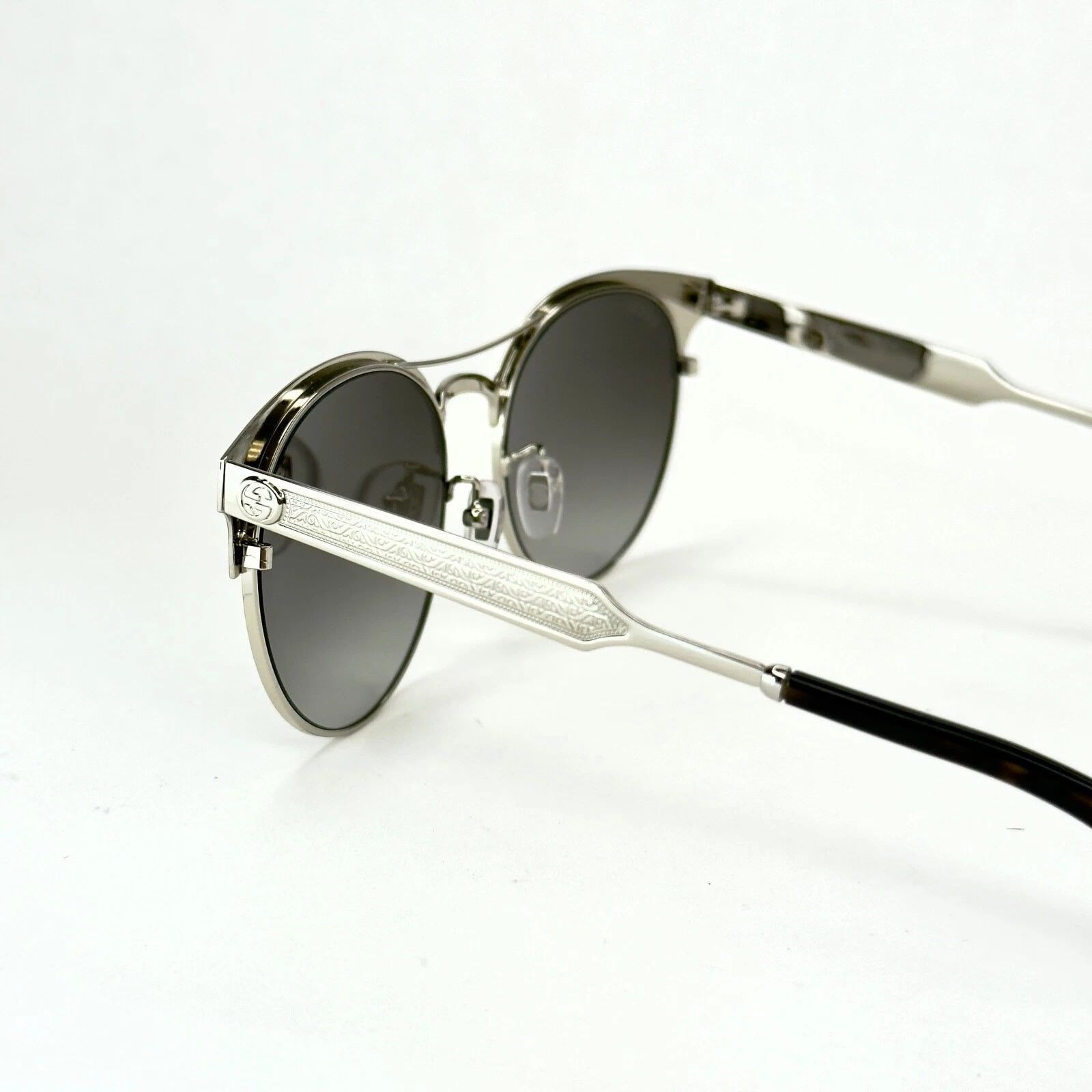Gucci GUCCI 0075 GG0075S Silver Burgundy Metal Sunglasses 004 Size ONE SIZE - 4 Thumbnail