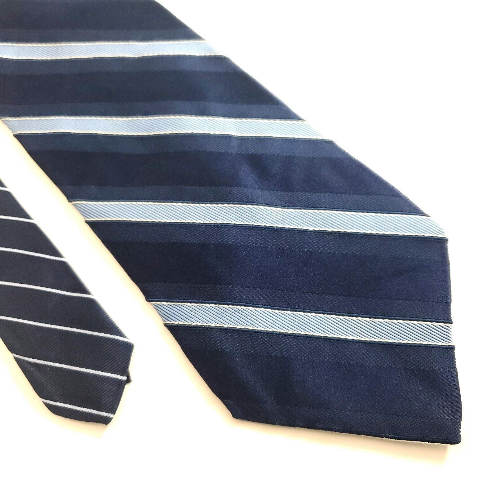 Tommy Hilfiger Tommy Hilfiger Blue Striped Woven Silk Tie Size ONE SIZE - 1 Thumbnail