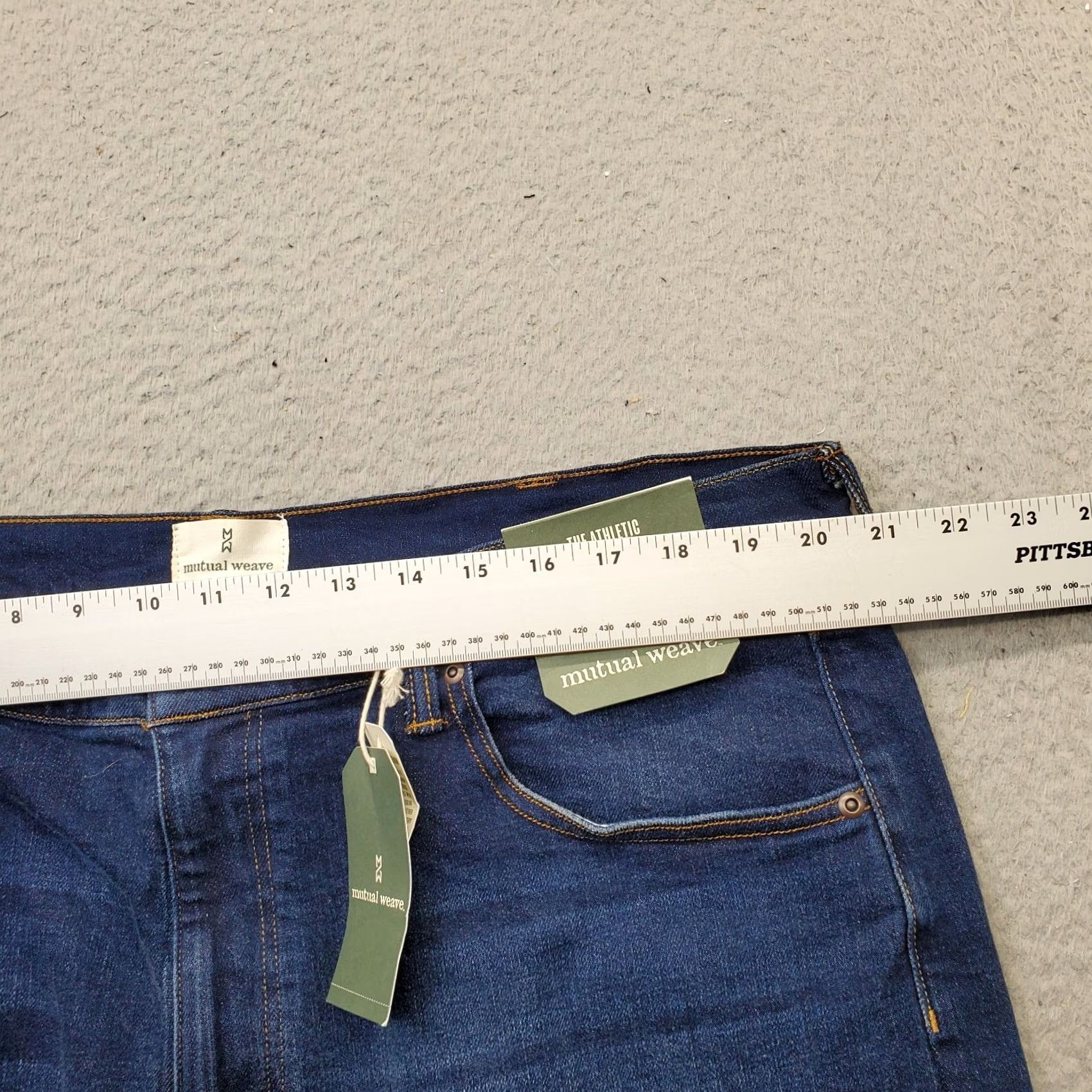 Vintage Mutual Weave Jeans Mens Blue Denim Stretch Faded Athletic Fit Tapered Leg 40x36 Size US 40 / EU 56 - 6 Thumbnail