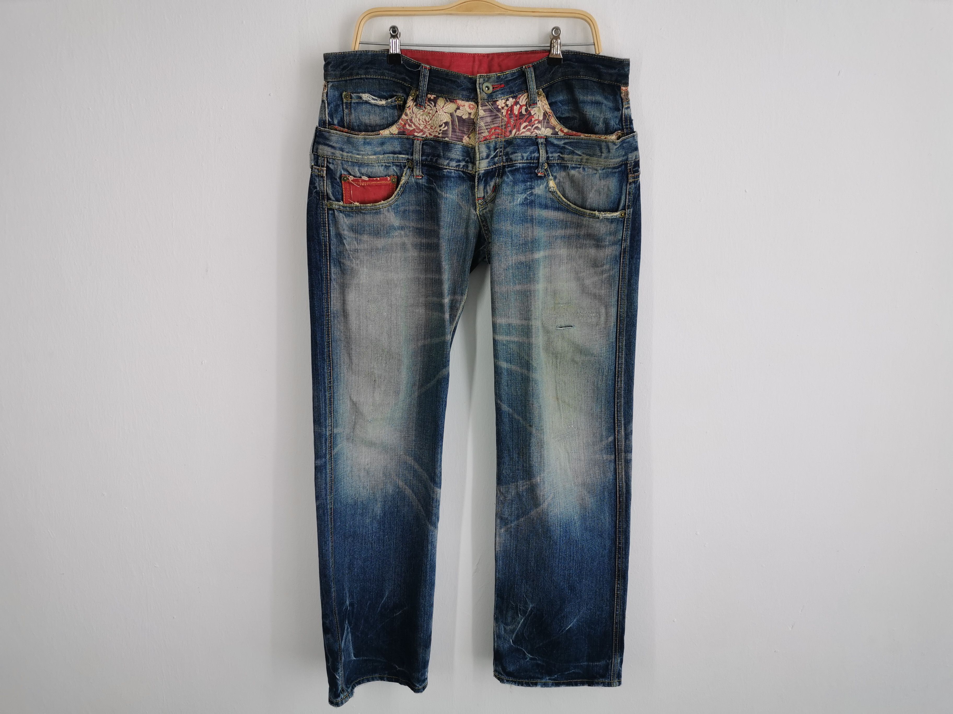 Eternal Distressed Vintage Eternal Double Waist Sakura Motif Denim Size US 36 / EU 52 - 2 Thumbnail