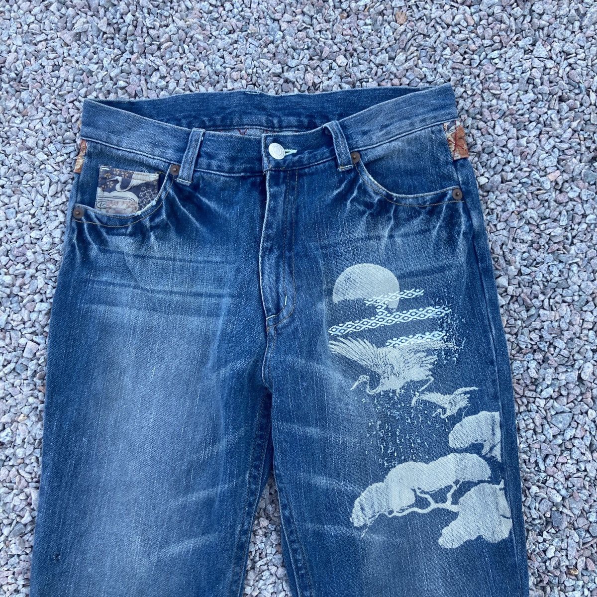 If Six Was Nine JAPANESE BRAND KARAKURI TAMASHI JEANS Size US 35 - 3 Thumbnail