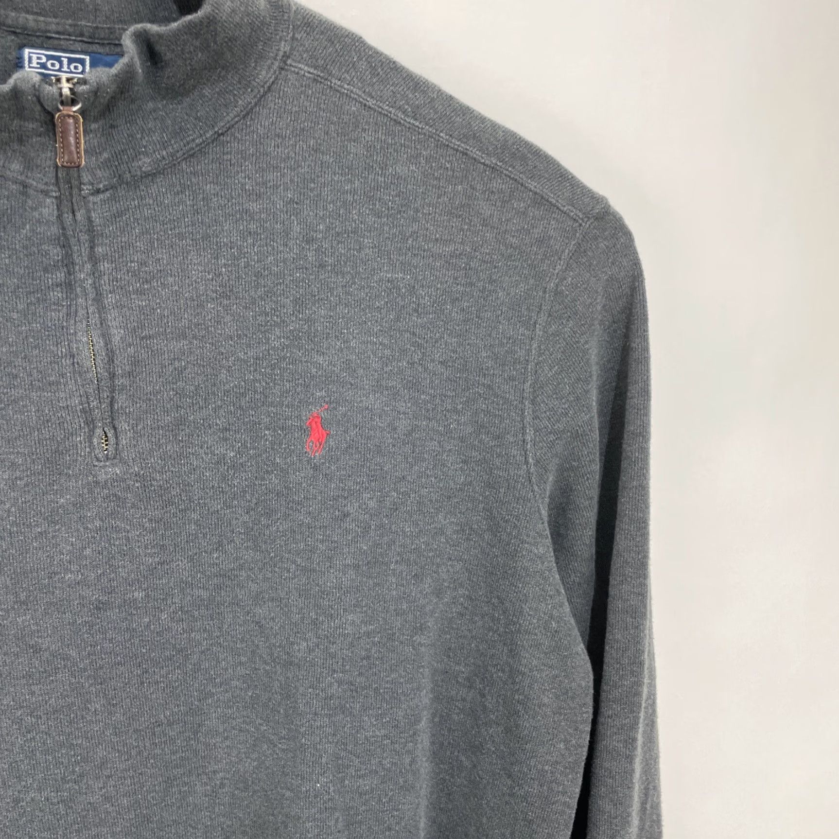 Polo Ralph Lauren VINTAGE Polo Ralph Lauren Sweater Mens 2XL Grey Cotton 1/4 Zip Mock Neck Pullover Casual Knit Pony Logo Classic Size US XXL / EU 58 / 5 - 5 Thumbnail