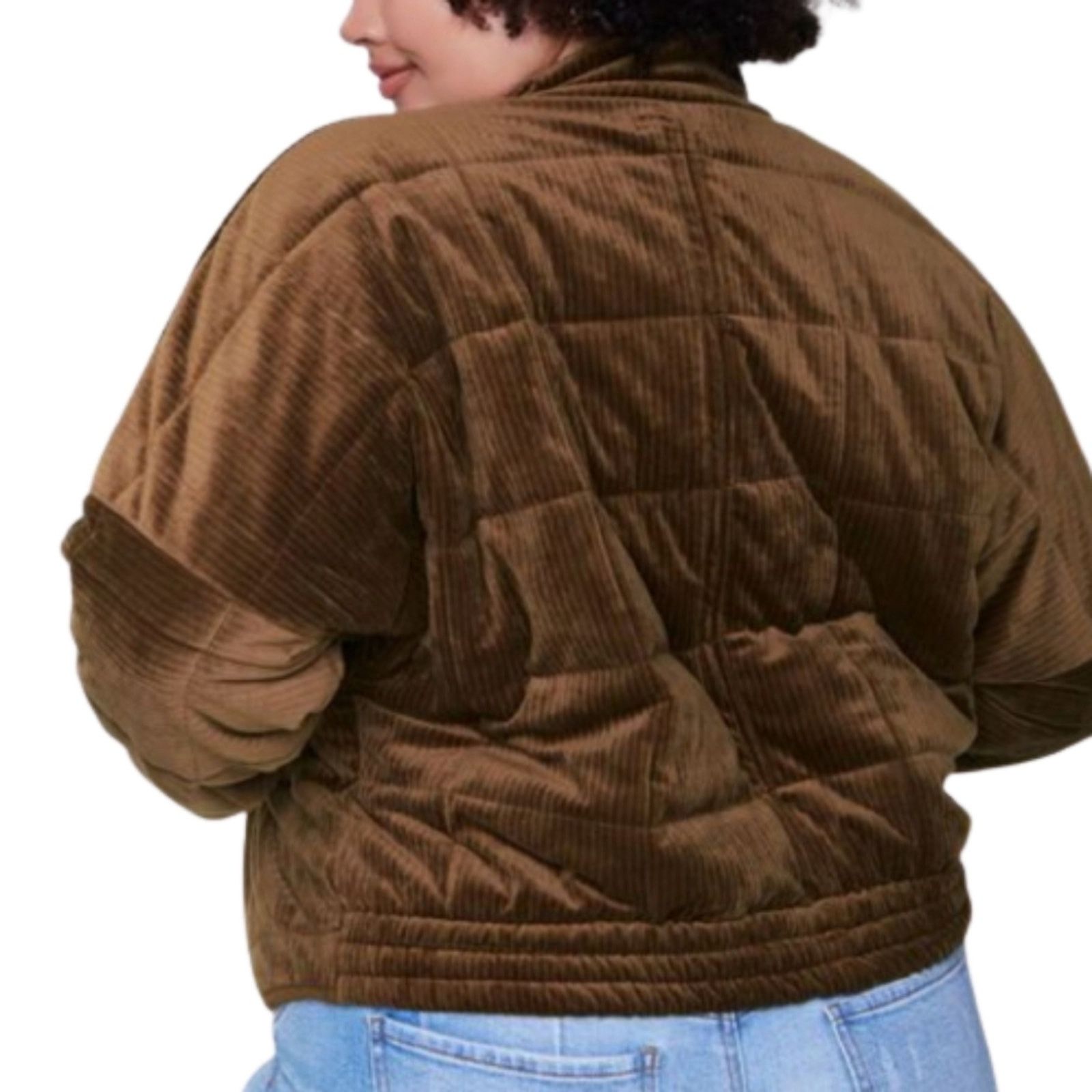 Forever 21 COCOA BROWN QUILTED ☆ CORDUROY ☆ BOMBER JACKET 2x ☆ NWT Size XXL / US 16-18 / IT 52-54 - 10 Thumbnail