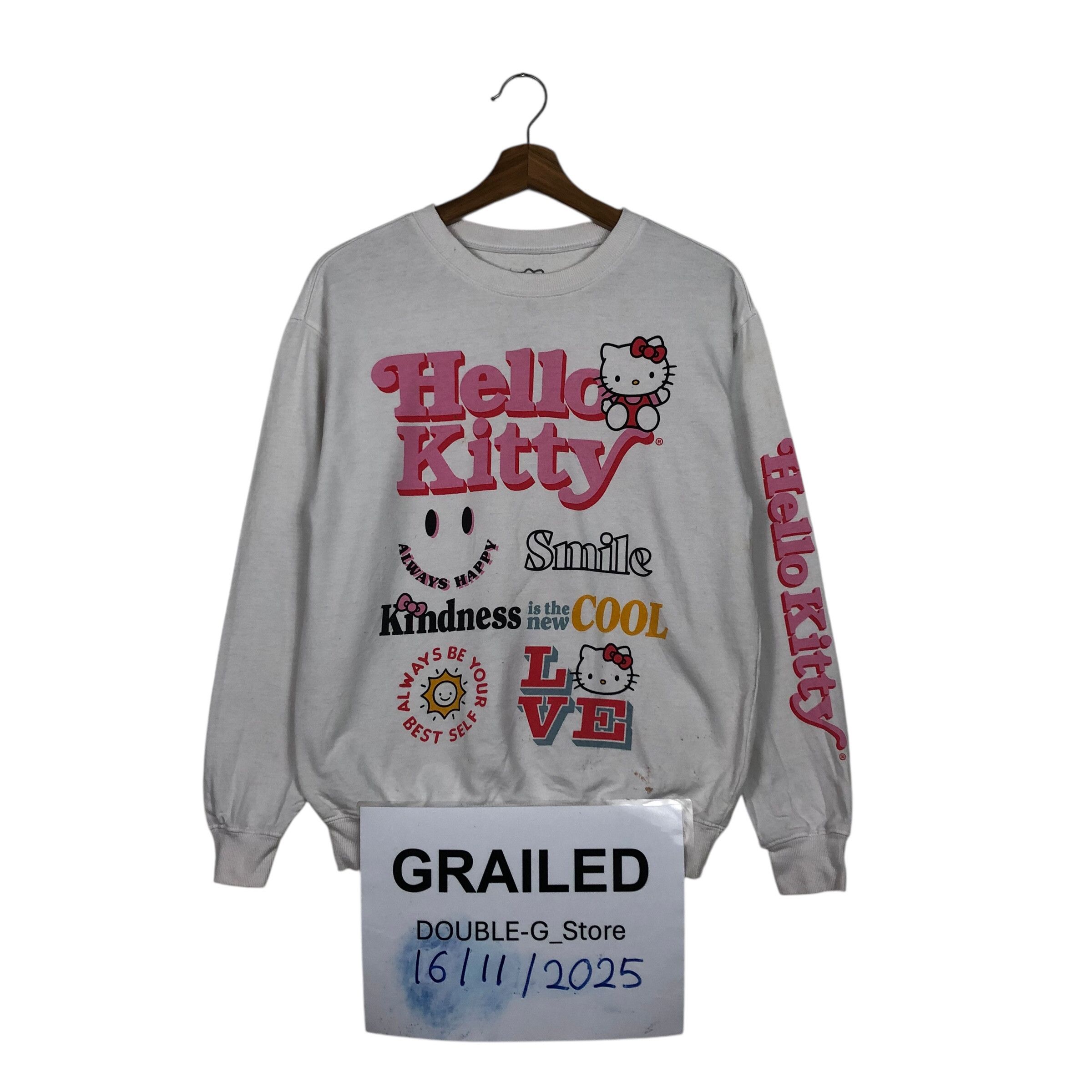 Japanese Brand 📌Vintage Cropped Sweatshirt Cartoon Hello Kitty Big Logo Size US XS / EU 42 / 0 - 1 Thumbnail