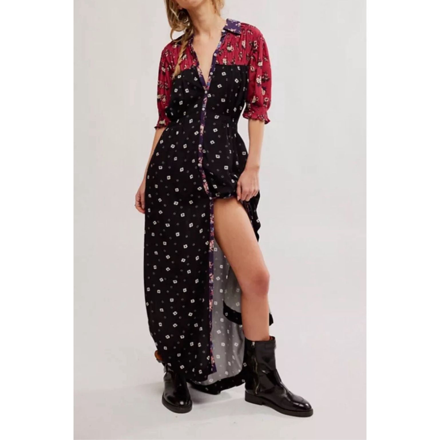 Free People FREE PEOPLE NWT Nora midi dress in black/red Size S Size S / US 4 / IT 40 - 2 Thumbnail