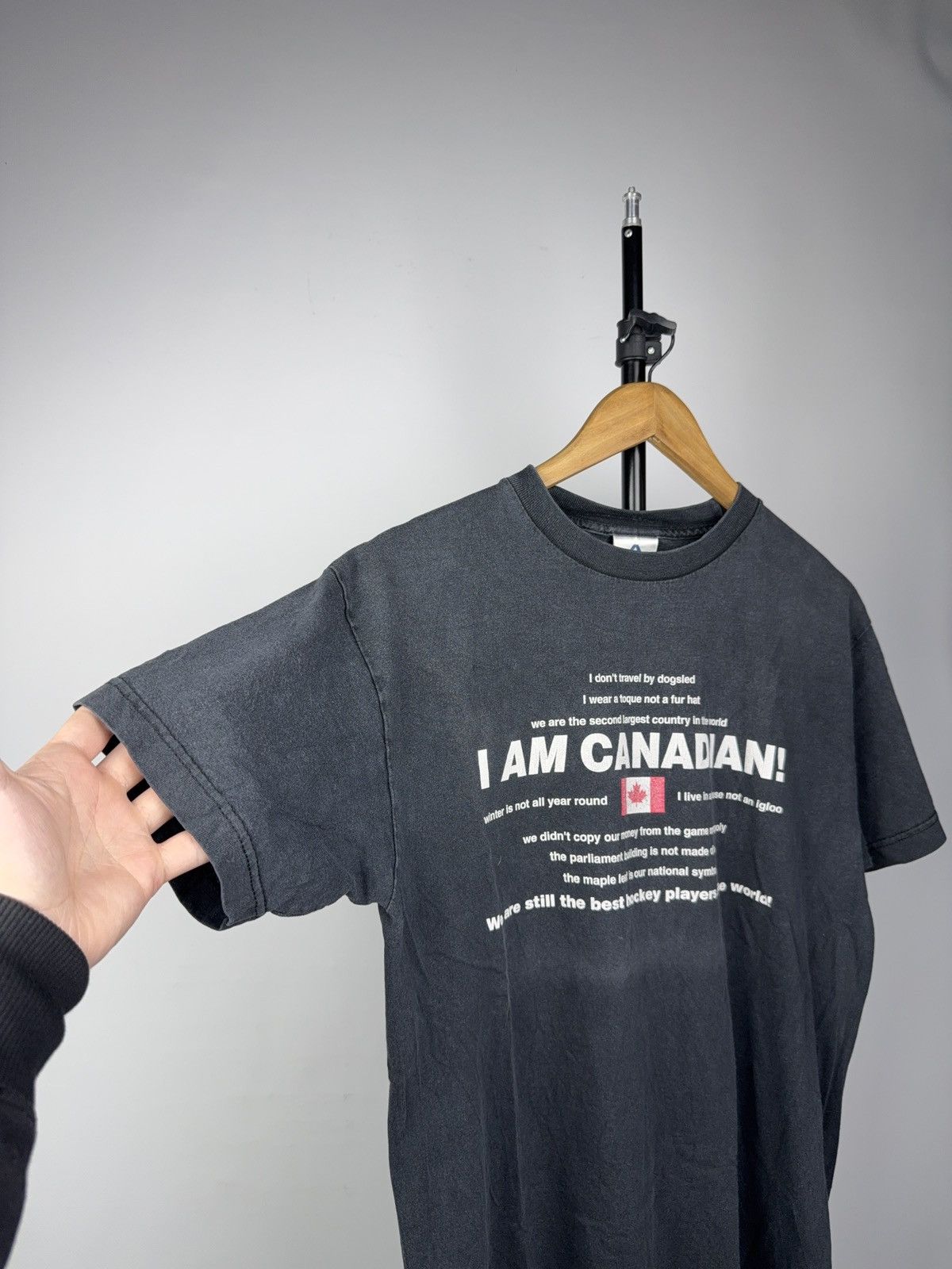 Vintage Faded 90s Funny “I Am Canadian” Vintage Humor Hockey T Shirt Size US M / EU 48-50 / 2 - 6 Thumbnail
