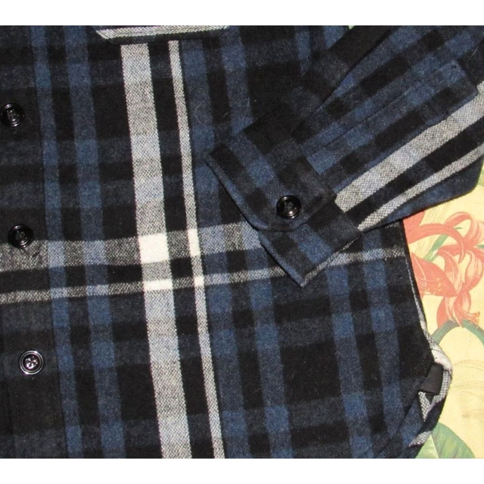Wallace & Barnes WALLACE & BARNES J Crew Blue Plaid Wool Blend CPO Jacket Large Size US L / EU 52-54 / 3 - 3 Thumbnail