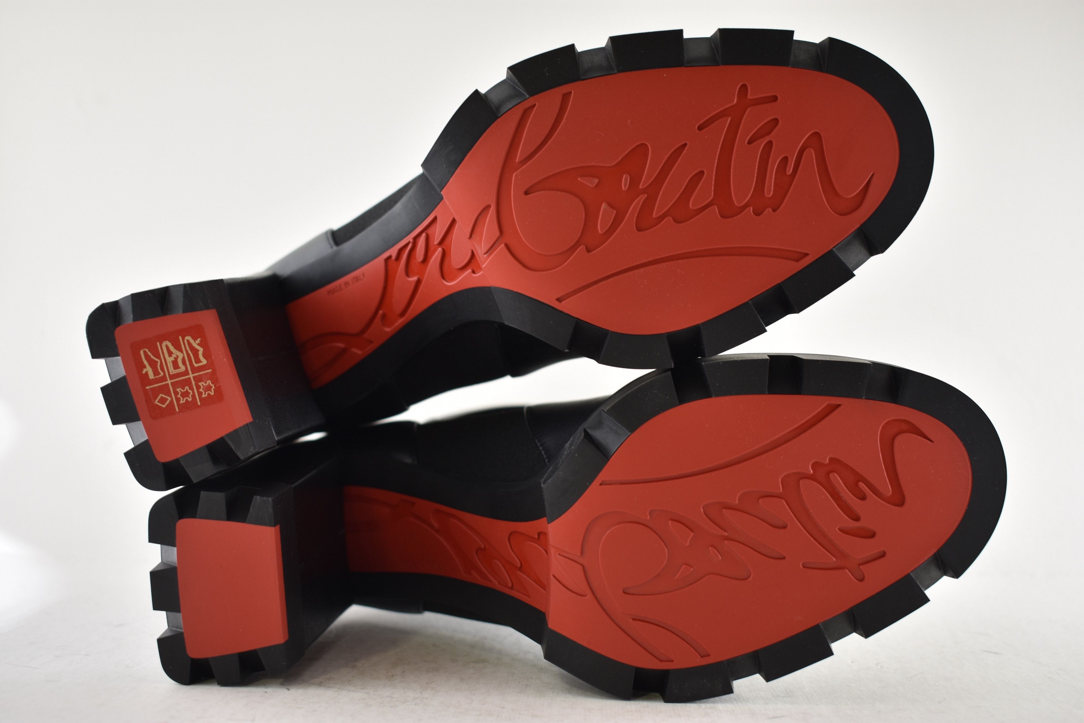 Christian Louboutin CL Chelsea Lug 100 Black Leather Ankle Block Heel Boot 41 Size US 11 / IT 41 - 21 Thumbnail