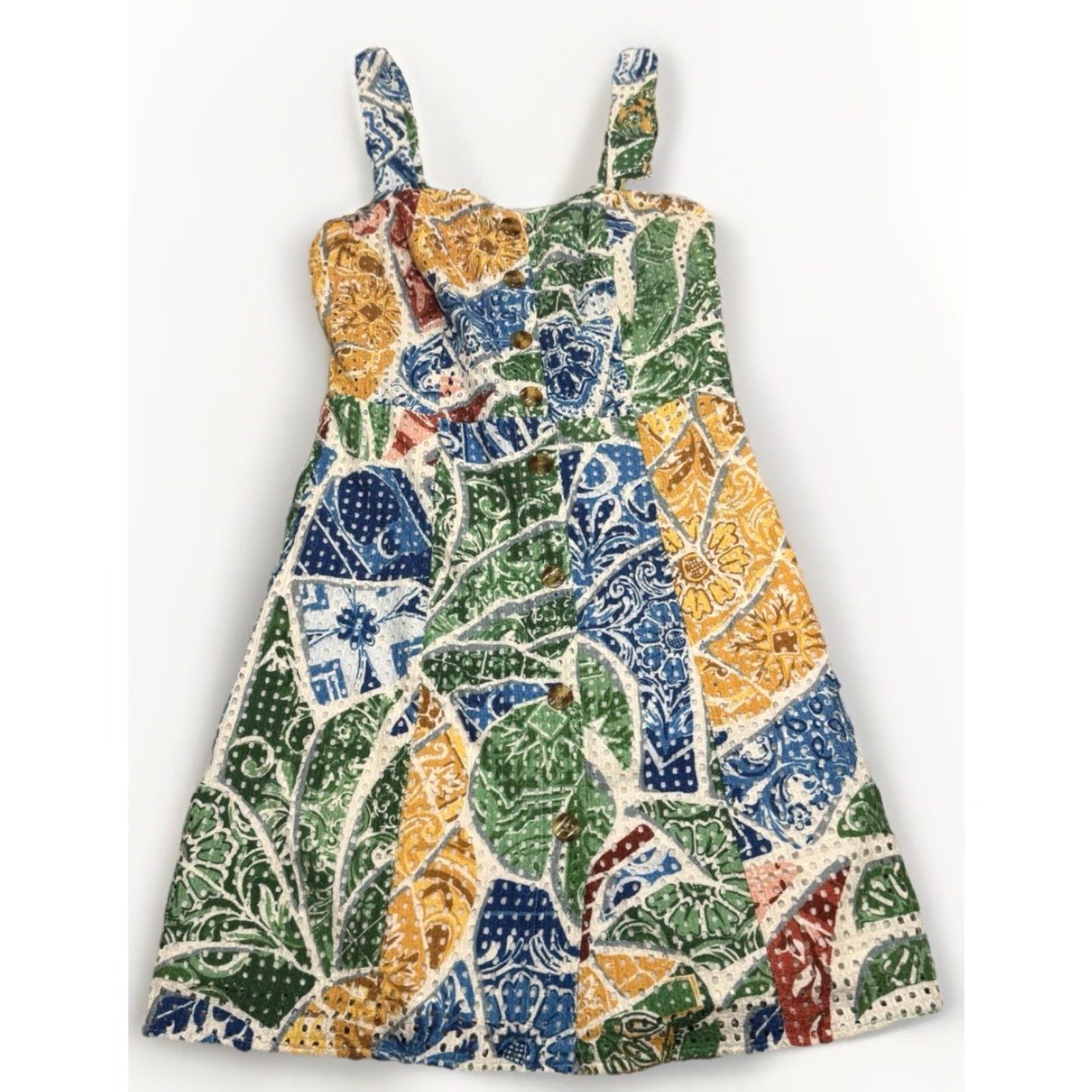 Farm Rio Farm Rio Women’s Tropical Tile Dress XS Travel Multicolor A-Line Midi Vacation Womens Size XS / US 0-2 / IT 36-38 - 4 Thumbnail