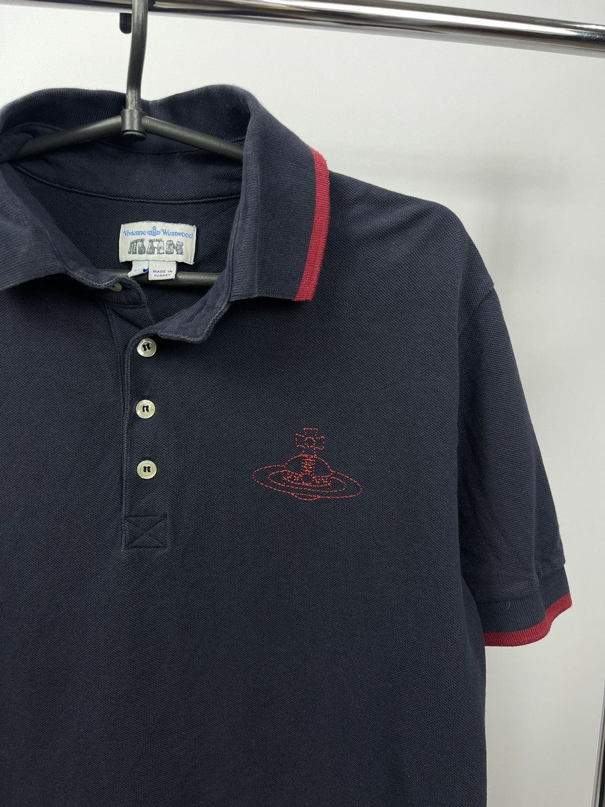 Vivienne Westwood Vivienne Westwood Mens Big Logo Polo Shirt Size XL Blue Size US XL / EU 56 / 4 - 2 Thumbnail