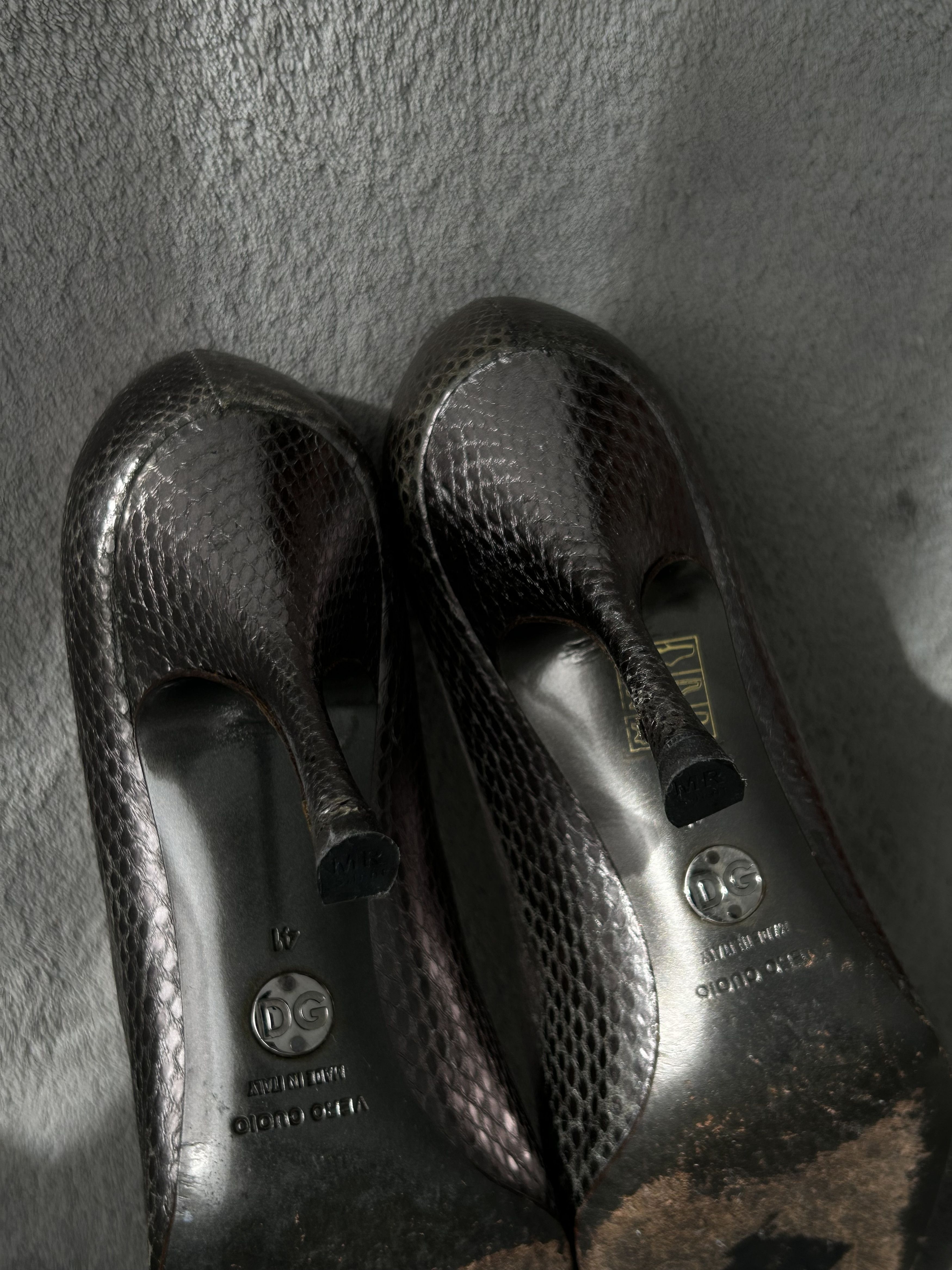 Dolce & Gabbana Dolce & Gabbana Metallic Snakeskin-Embossed Pumps Heels Size US 11 / IT 41 - 9 Thumbnail