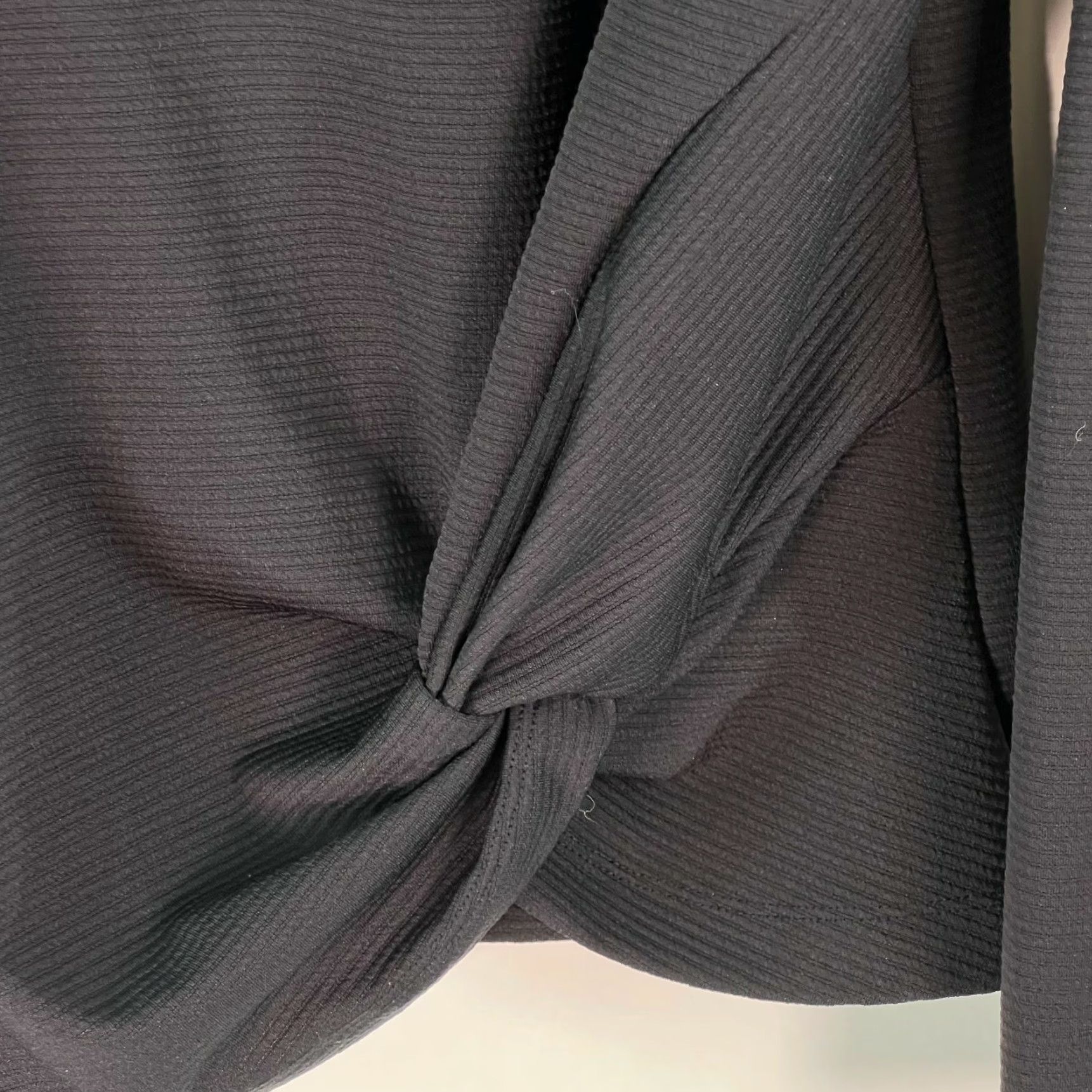 Apt. 9 Apt. 9 Womens Blouse Shirt Solid Black Round Neck Long Sleeve Front Knotted Size M Size M / US 6-8 / IT 42-44 - 4 Thumbnail