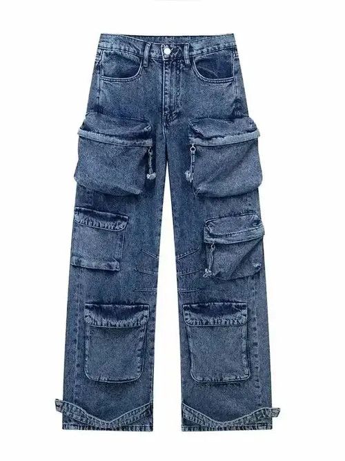 Japanese Brand × Jean Pants Versatile Zipper Pocket Decorated Loose Jeans Size US 32 / EU 48 - 4 Thumbnail