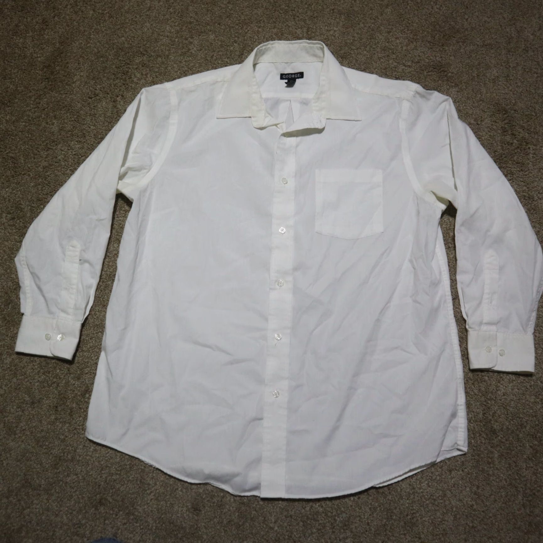 George George Shirt Adult L White Button-Up Long Sleeve Mens World Size US L / EU 52-54 / 3 - 2 Thumbnail