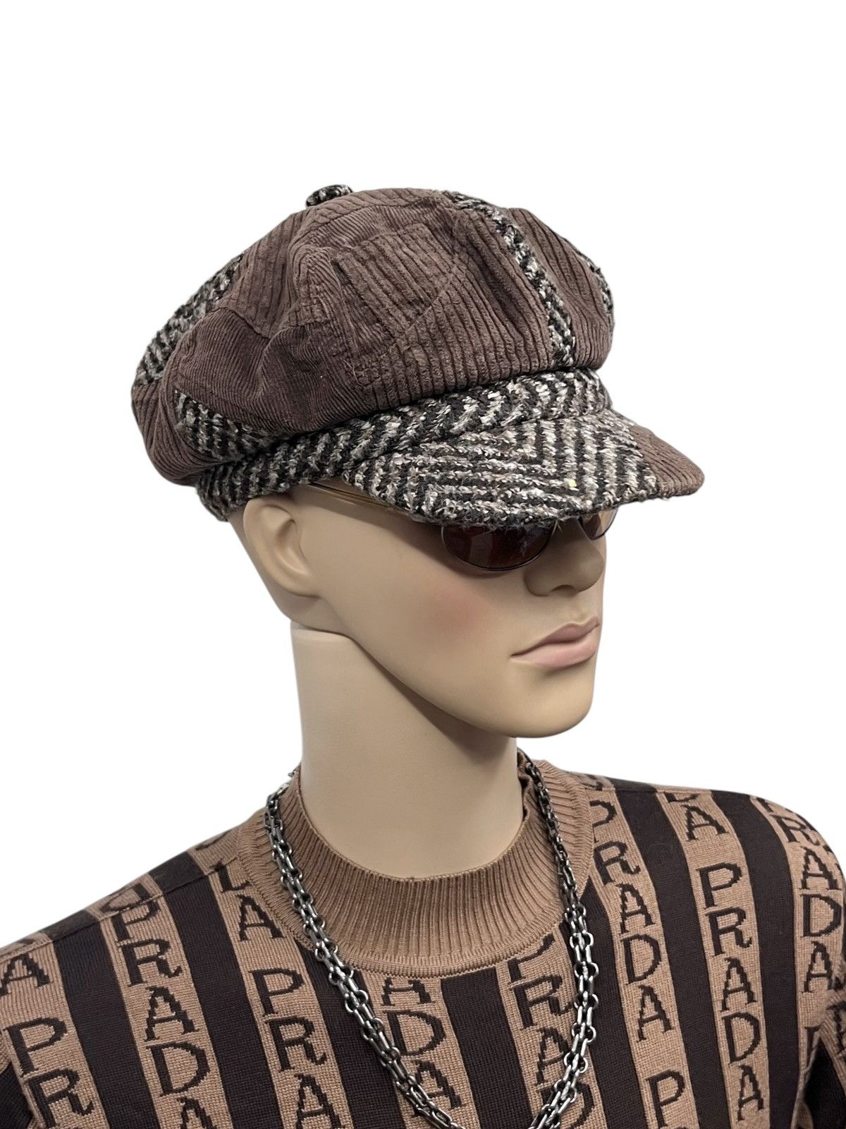 Designer Grunge Vintage Japanese Patchwork Corduroy Newsboy Hat Size ONE SIZE - 1 Thumbnail