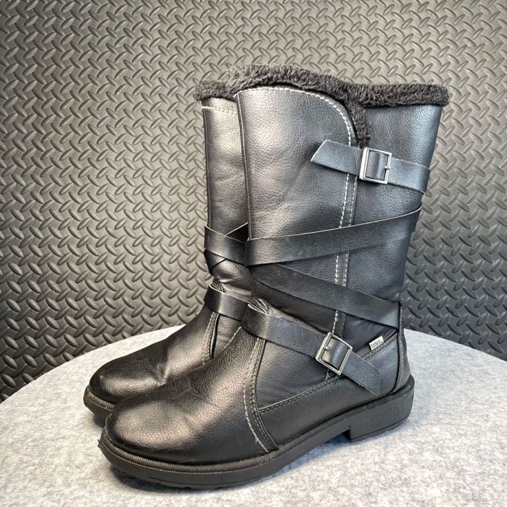 Vintage Totes Diedre Black Strap Buckle Women's Winter Leather Warm Boots Size 11 Size US 11 / IT 41 - 3 Thumbnail