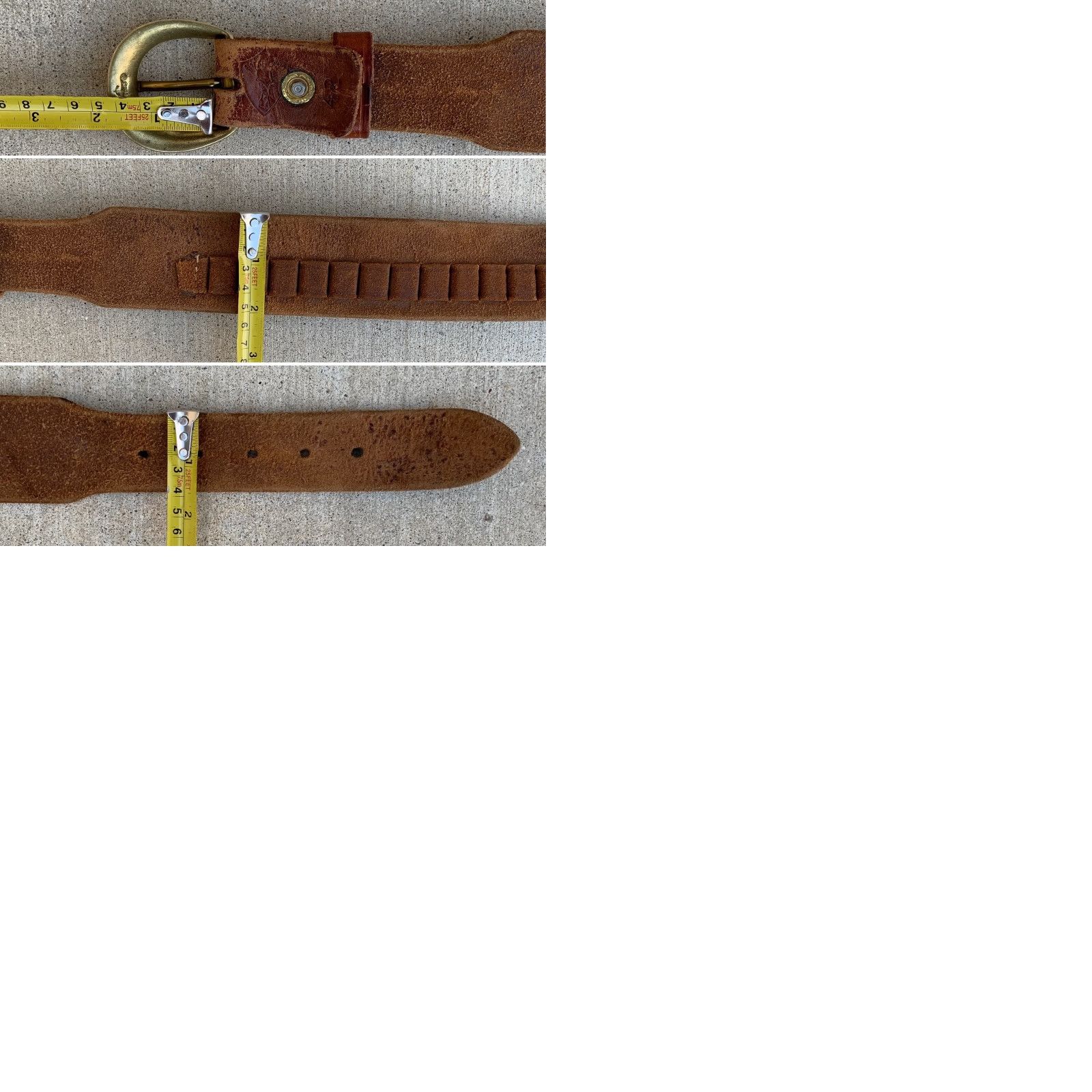 Vintage VINTAGE Safariland Leather Ammo Belt Distressed From Wear Size 42 Brass Buckle Size 42 - 12 Thumbnail