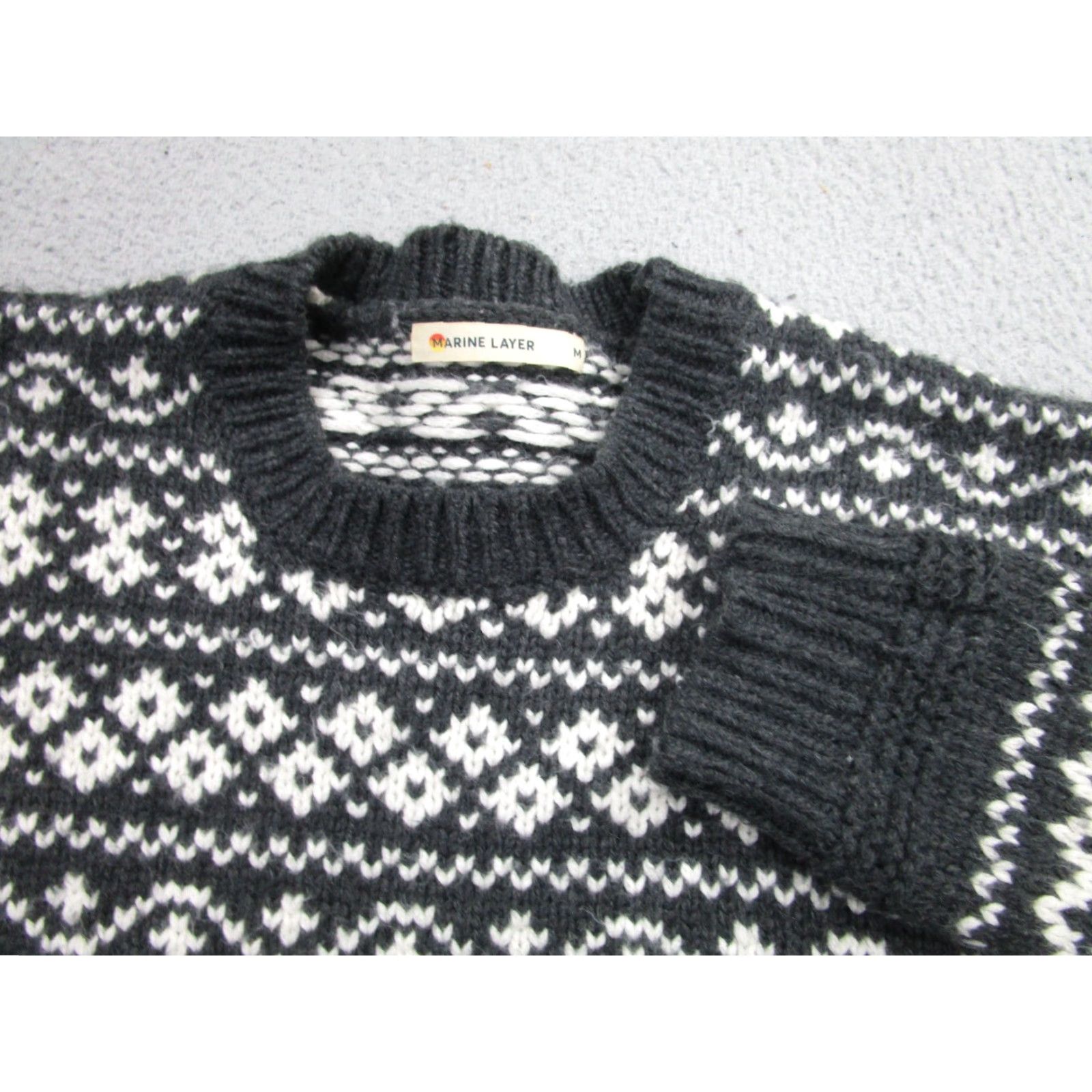 Marine Layer Marine Layer Gray Fair Isle Knit Sweater Women's M Wool Alpaca Pullover Size M / US 6-8 / IT 42-44 - 3 Thumbnail