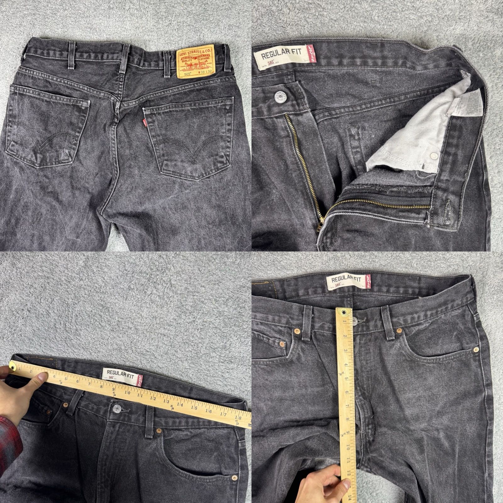 Levi's VINTAGE Levi's 505 Jeans Mens 38x32 Straight 90s Grunge Charcoal Fade Blue Cotton Denim Regular Mens Size US 38 / EU 54 - 8 Thumbnail