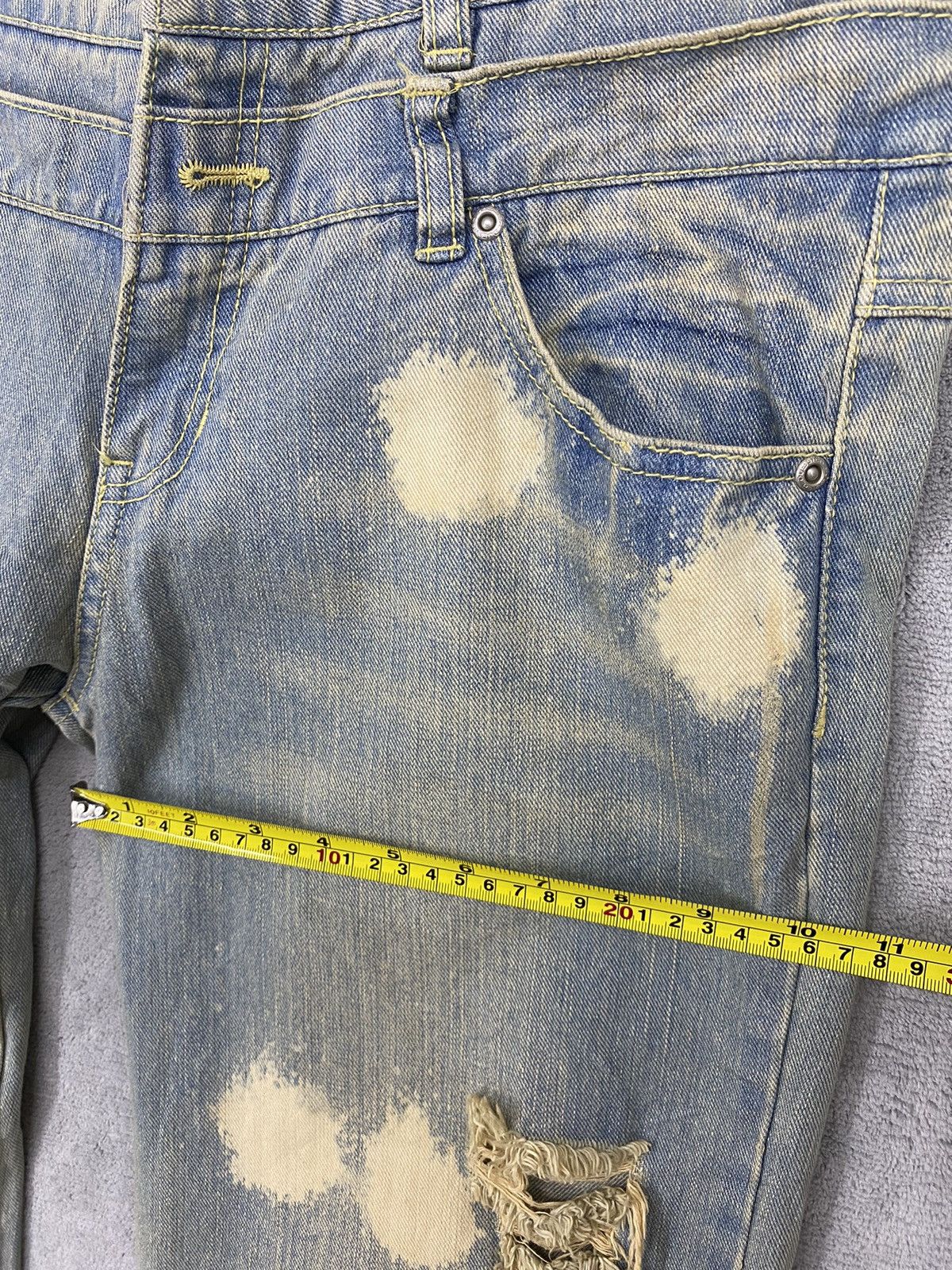 Issey Miyake 🔥(391B08) SKY BOMBER DISTRESSED ACID WASH JEANS‼️ Size US 32 / EU 48 - 16 Thumbnail