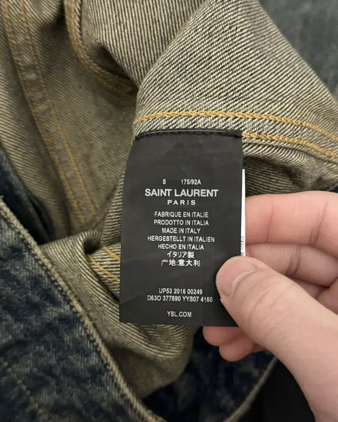 Saint Laurent Paris Saint Laurent Mud Washed Denim Jacket Size US S / EU 44-46 / 1 - 6 Thumbnail