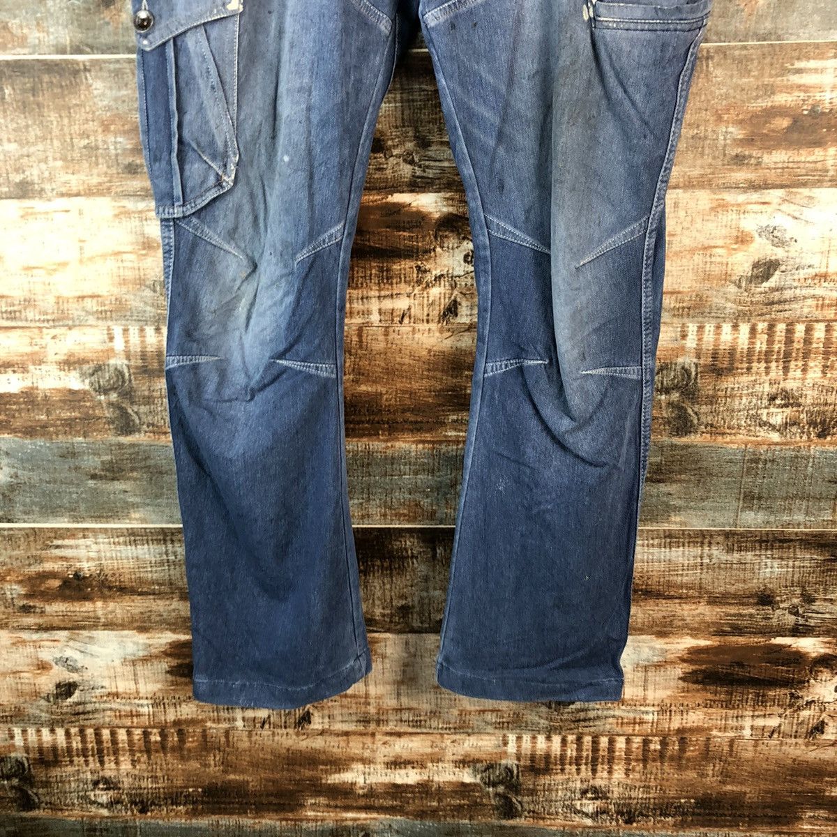 Japanese Brand Field Core Blue Distressed ripped Denim Pants #A2166 Size US 33 - 6 Thumbnail