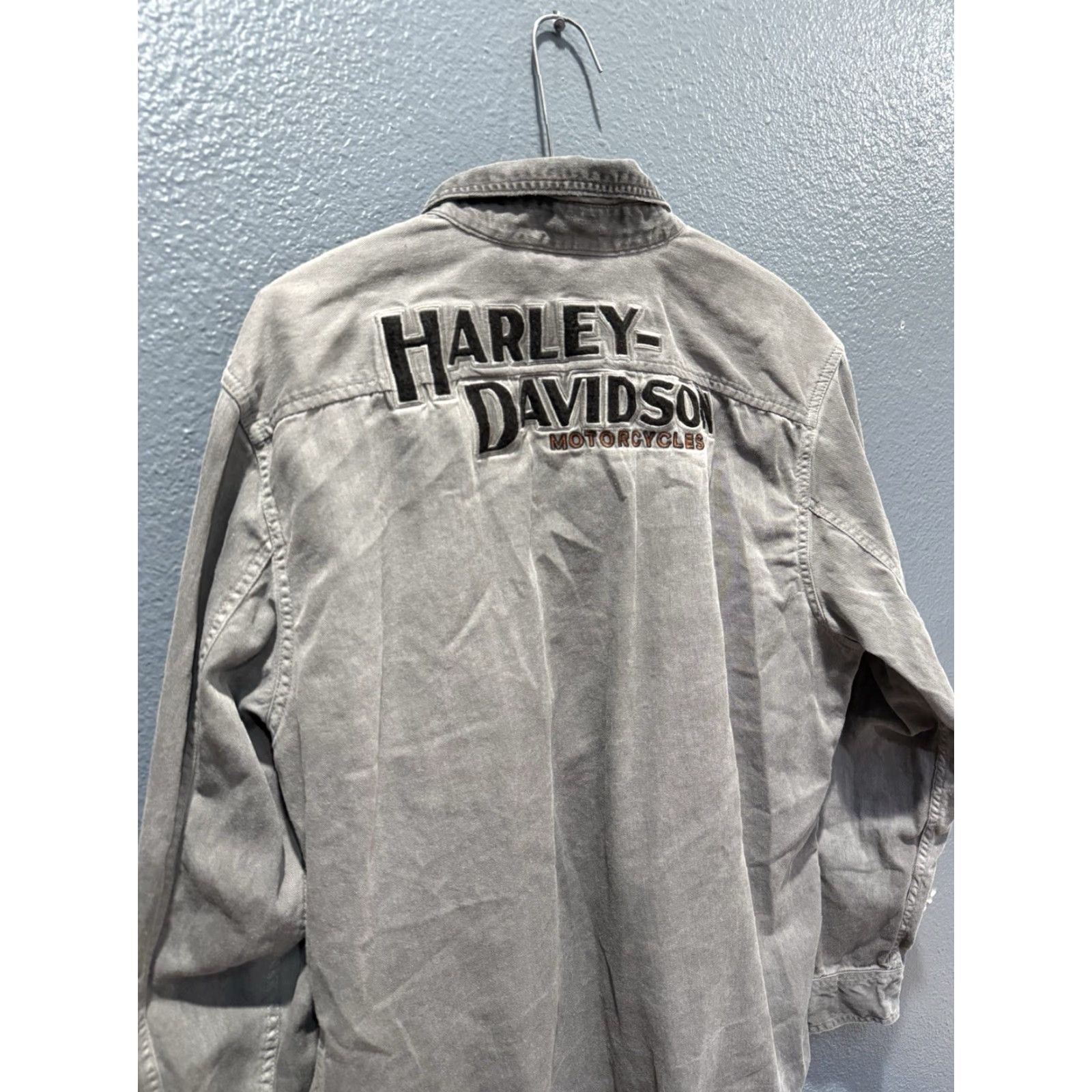 Harley Davidson Harley-Davidson Button-Up Shirt Gray Cotton Men L Short Sleeve Y2K Motorcycle Large Size US L / EU 52-54 / 3 - 2 Thumbnail