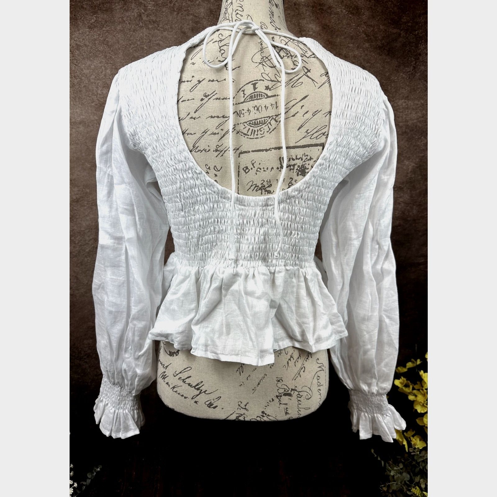 FAITHFULL Faithfull The Brand Savita Linen Open Back Top White size 4 Size S / US 4 / IT 40 - 10 Thumbnail