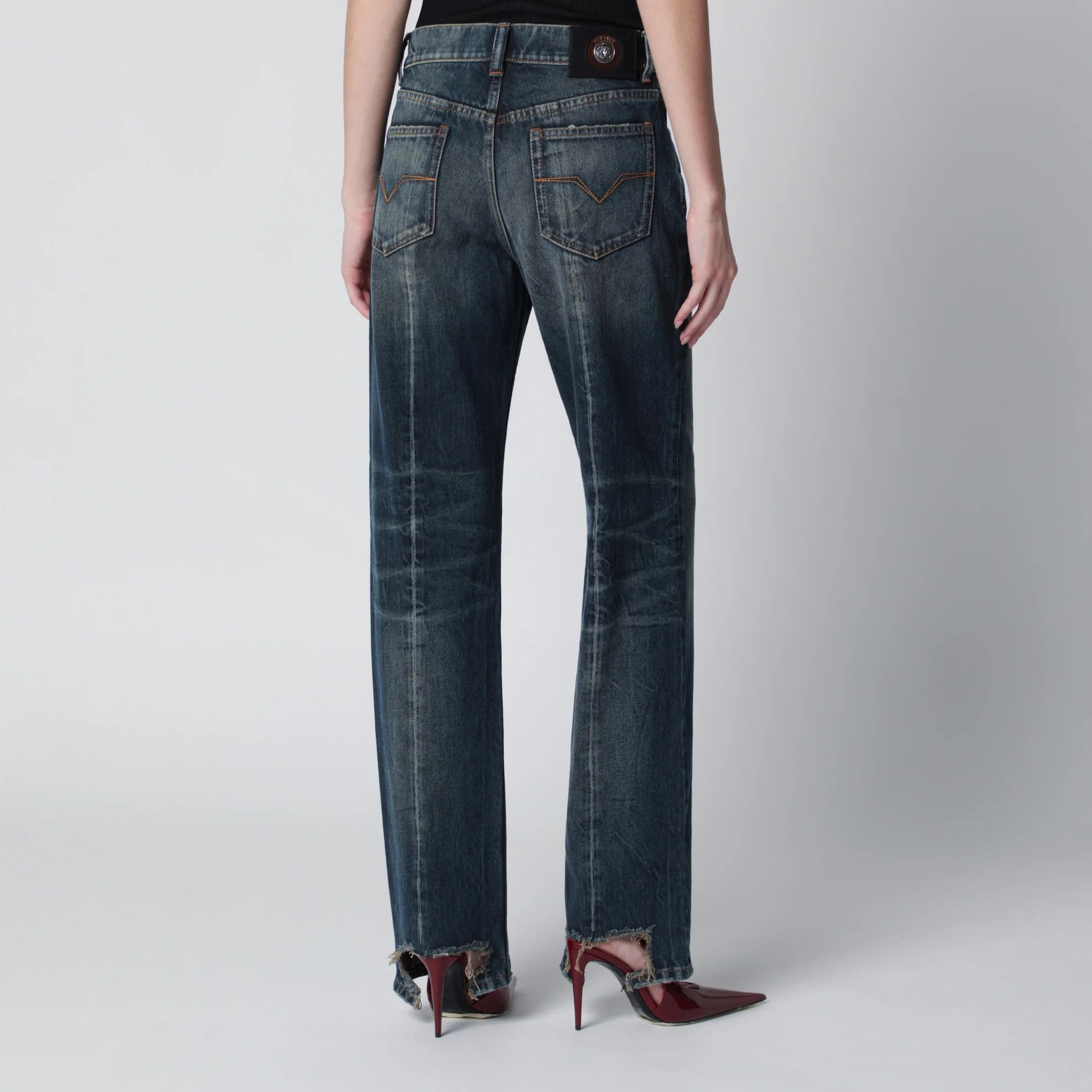 Versace o1d2blof0426 Regular-Fit Cotton Denim Jeans in Dark Blue Size 26" / US 2 / IT 38 - 4 Thumbnail