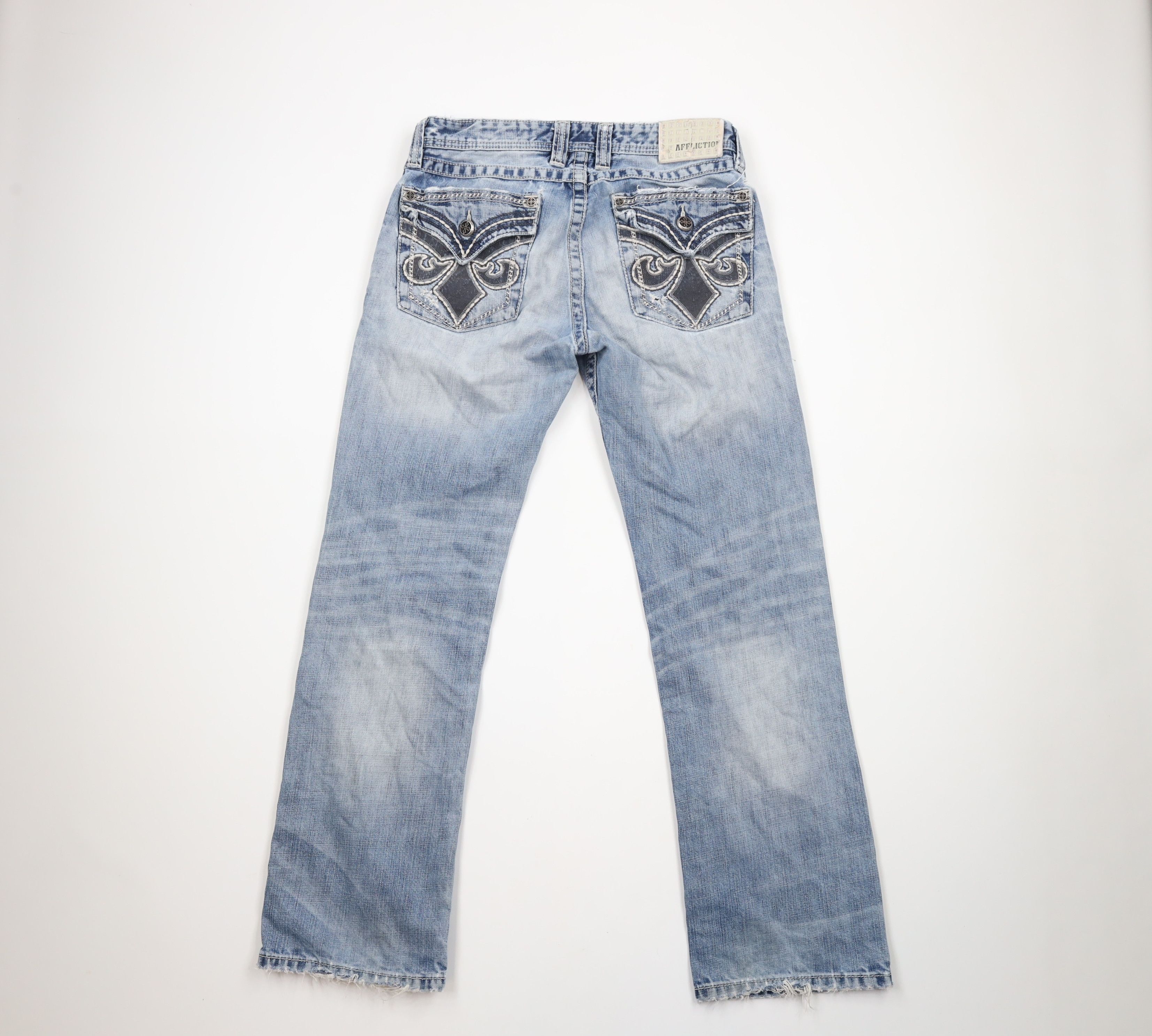 Affliction × Vintage Buckle BKE Affliction Blake Thick Stitch Cross UFC MMA Jeans Size US 32 / EU 48 - 11 Thumbnail