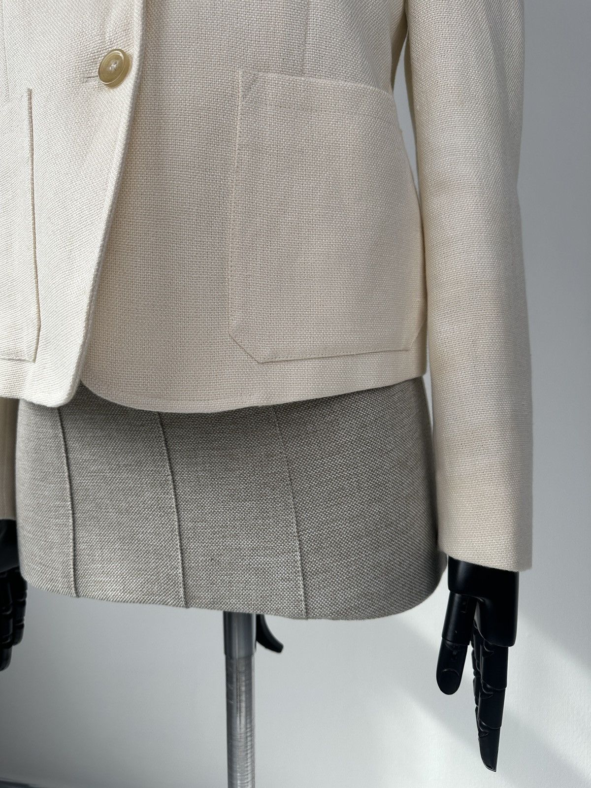 Burberry Prorsum BURBERRY PRORSUM Runway 100% Linen Blazer Jacket Ecru Size XS / US 0-2 / IT 36-38 - 10 Thumbnail