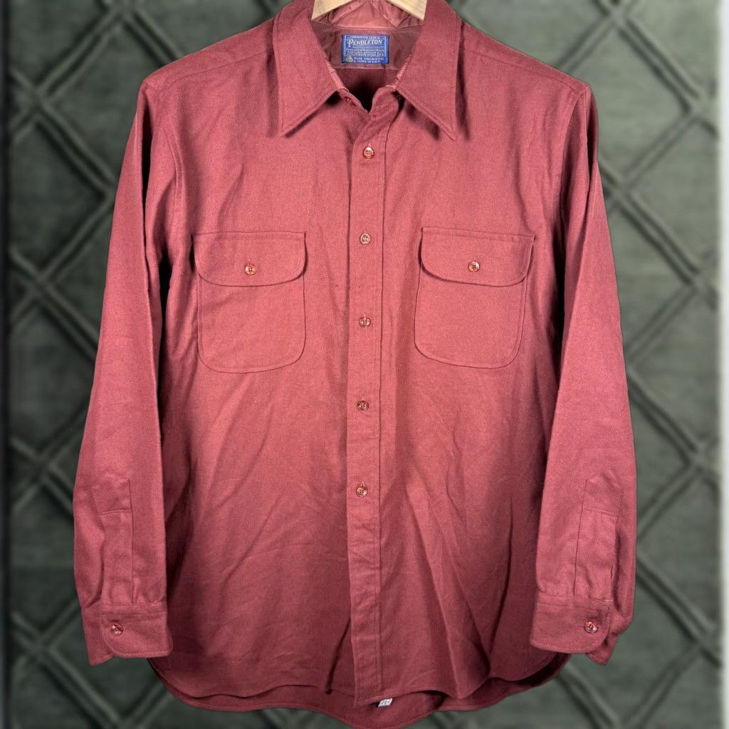 Pendleton VINTAGE Pendleton Shirt Red XL Wool Button-Up Long Sleeve Men USA Made Flaws Size US XL / EU 56 / 4 - 1 Thumbnail