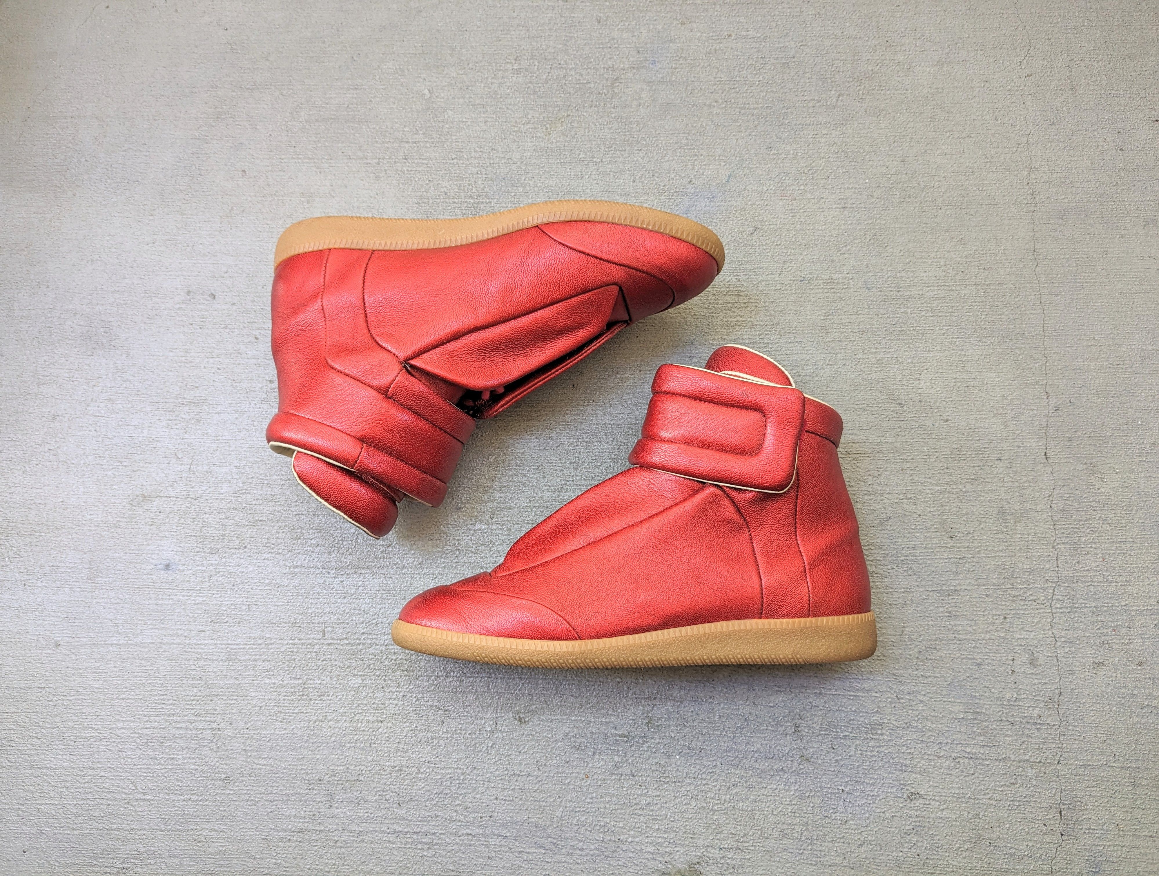 image of Maison Margiela Future Red 10 43 Camel Leather High Tops Shoes, Men's