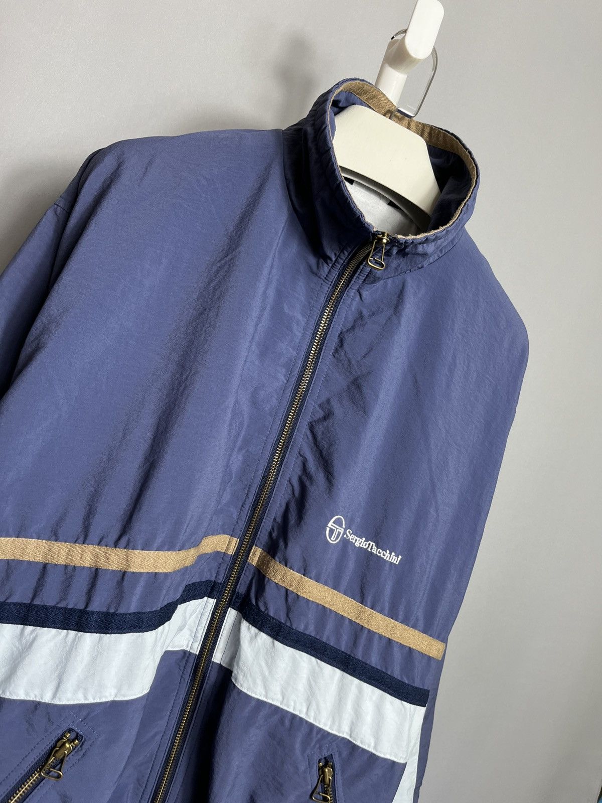 Sergio Tacchini × Vintage Mens y2k Track Jacket Sergio Tacchini Vintage 90s Blue Zip Size US S / EU 44-46 / 1 - 2 Thumbnail