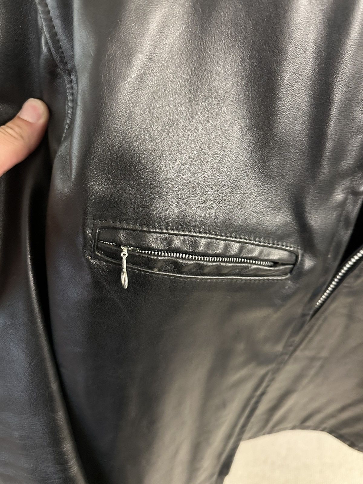 Vintage Vintage 1970s Custom Black Leather Motorcycle Jacket Size L / US 10 / IT 46 - 3 Thumbnail